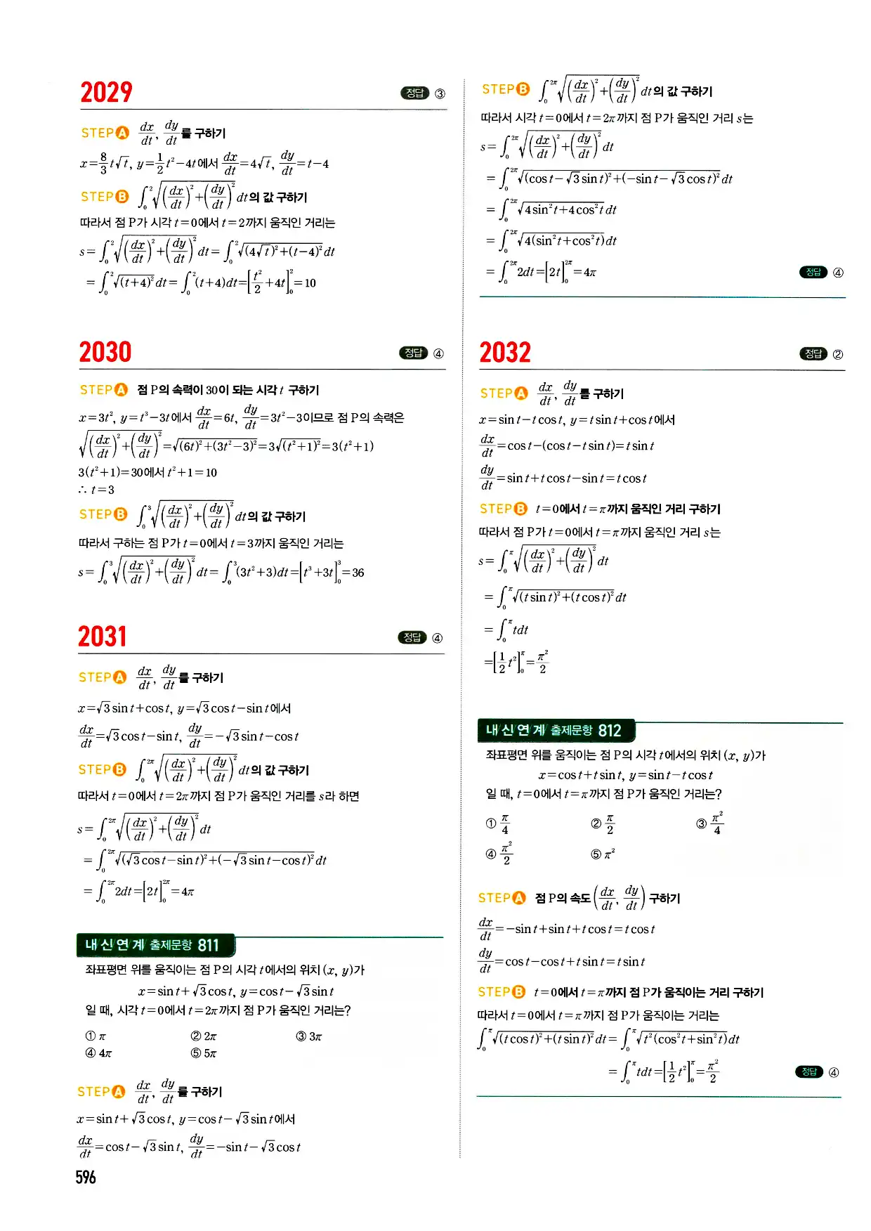 마플시너지 미적분 답지 596페이지