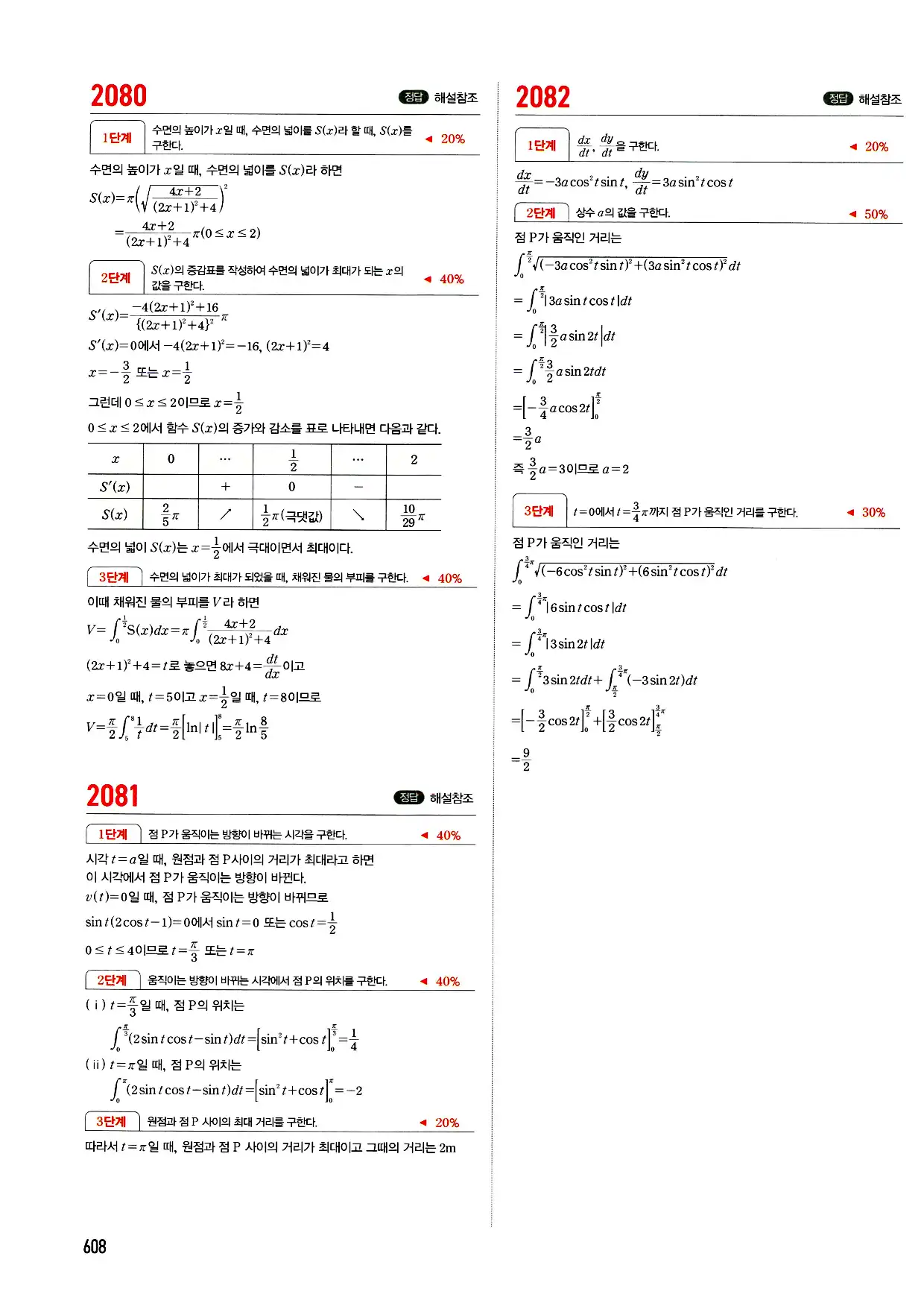 마플시너지 미적분 답지 608페이지