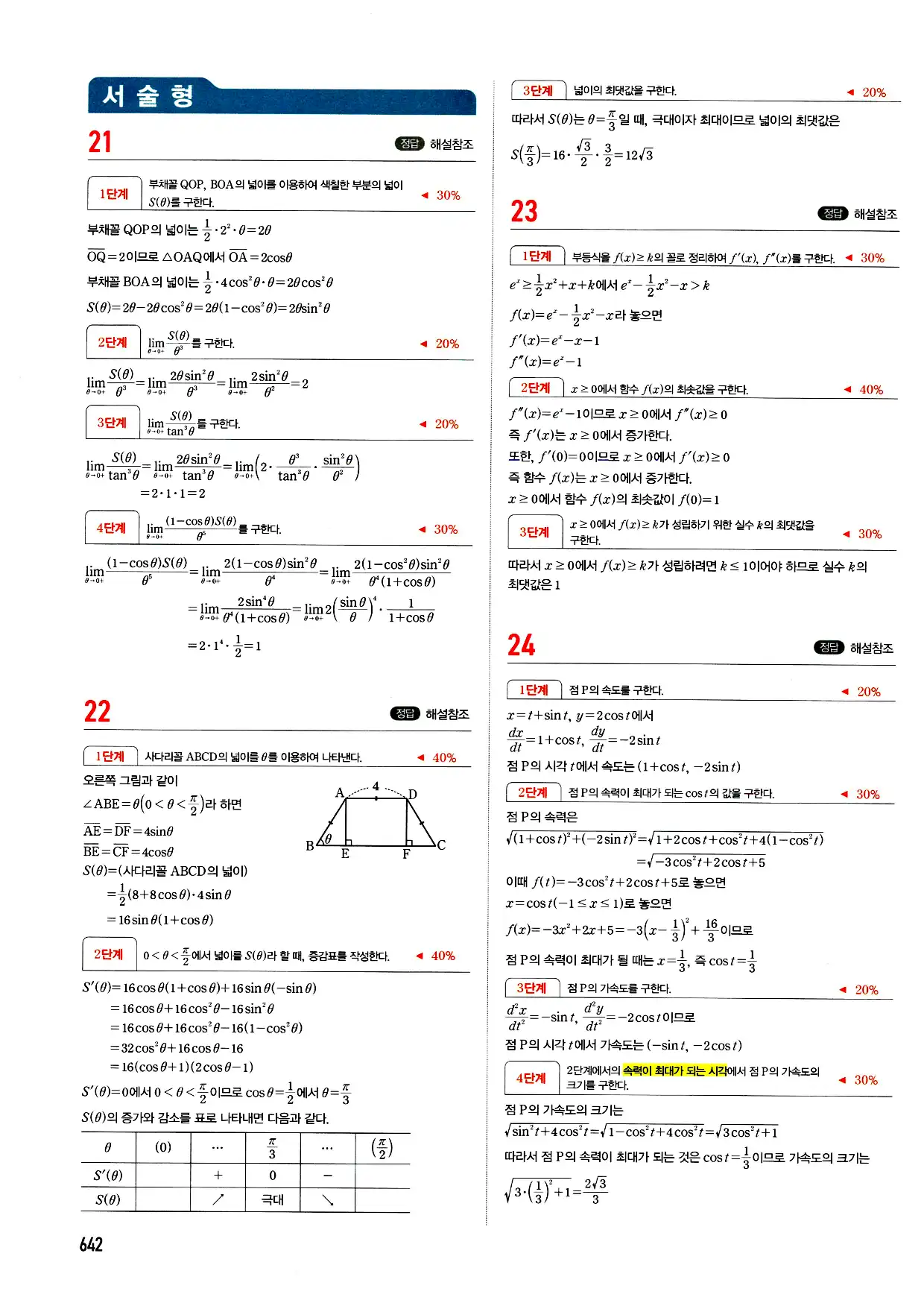 마플시너지 미적분 답지 642페이지