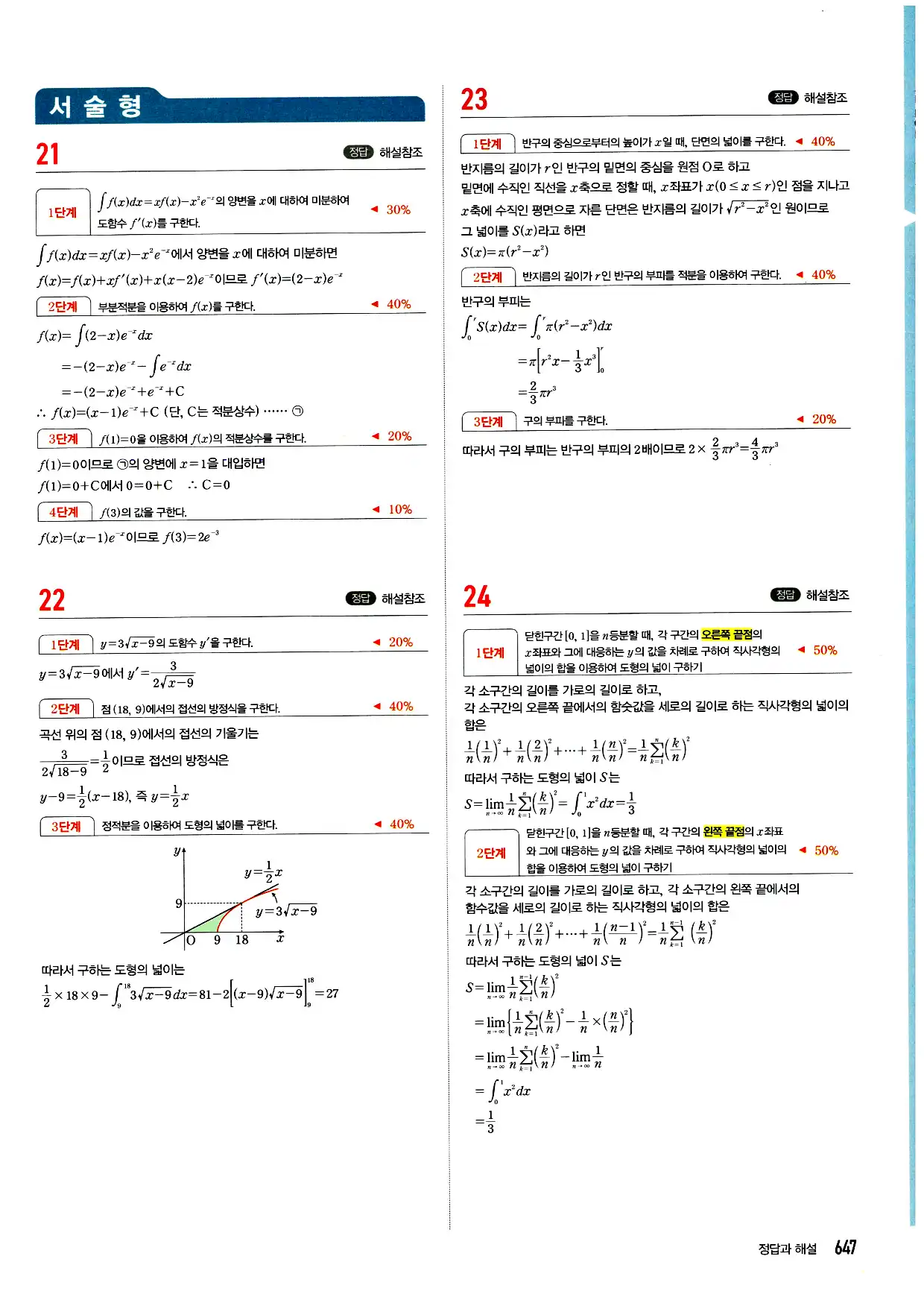 마플시너지 미적분 답지 647페이지