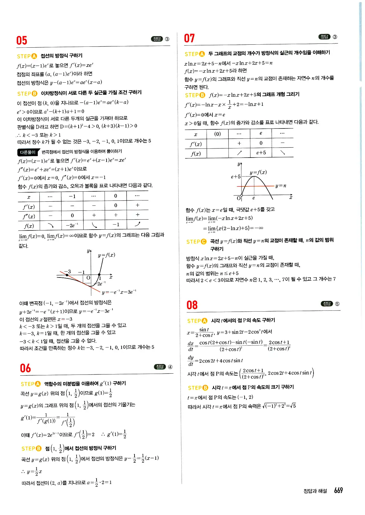 마플시너지 미적분 답지 669페이지