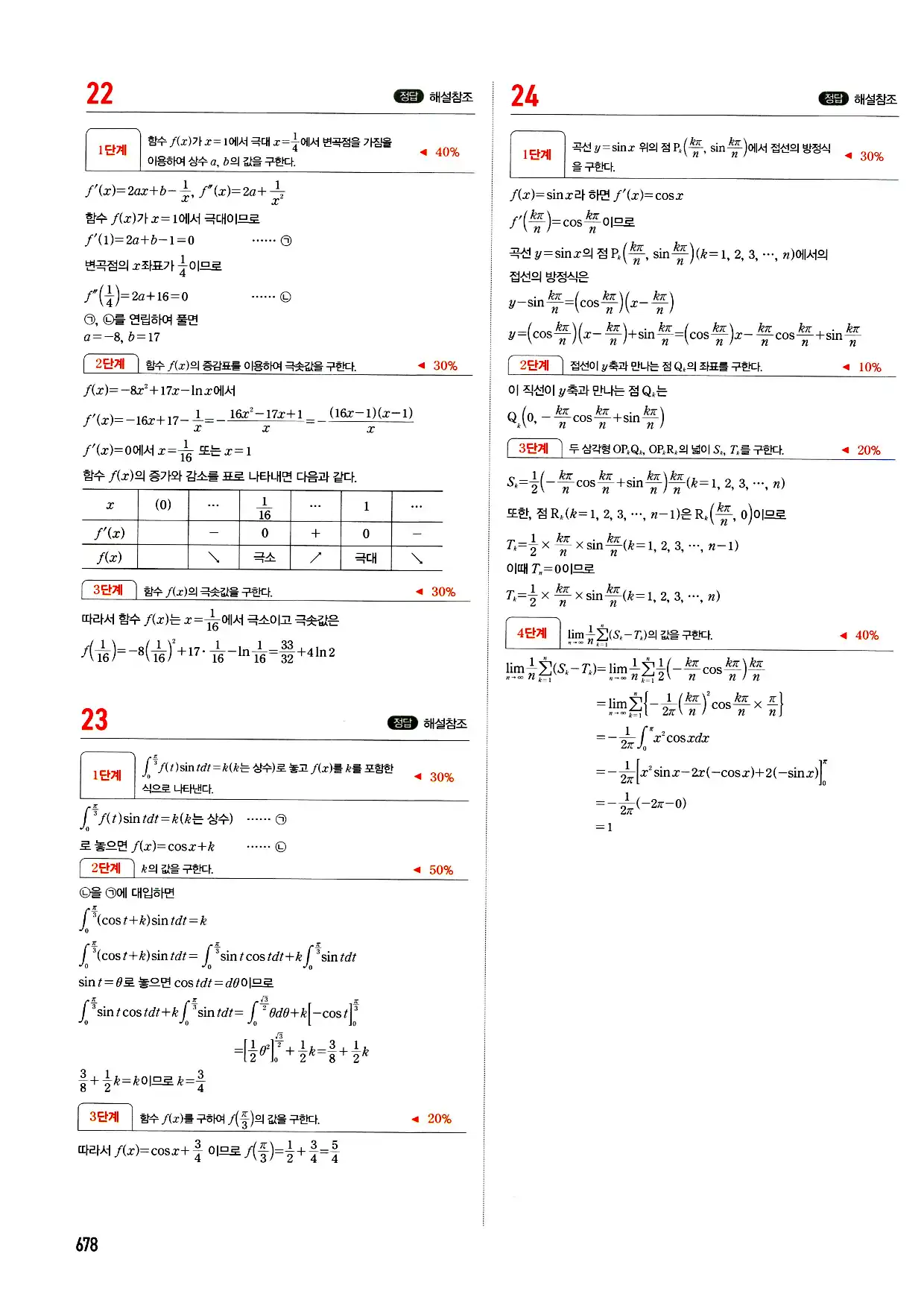 마플시너지 미적분 답지 678페이지