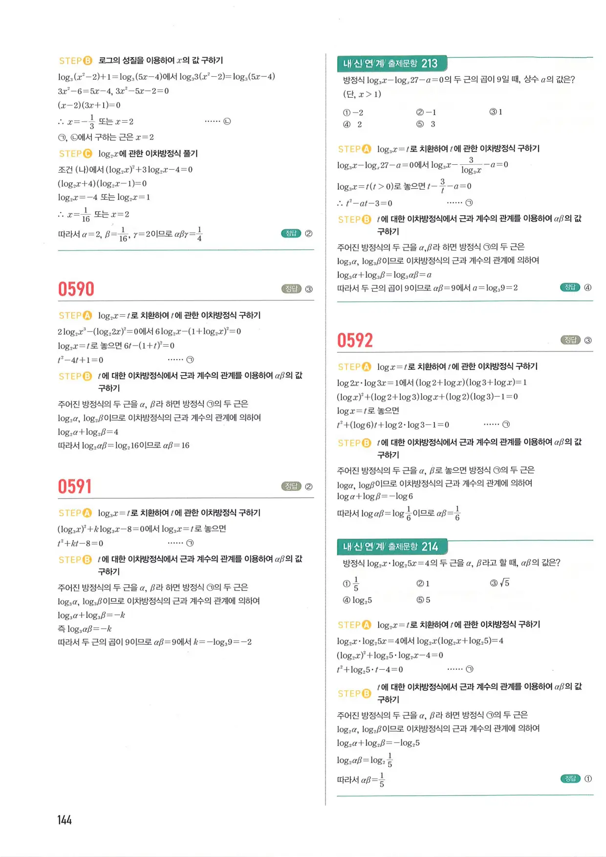 마플 시너지 수학1 답지 144페이지