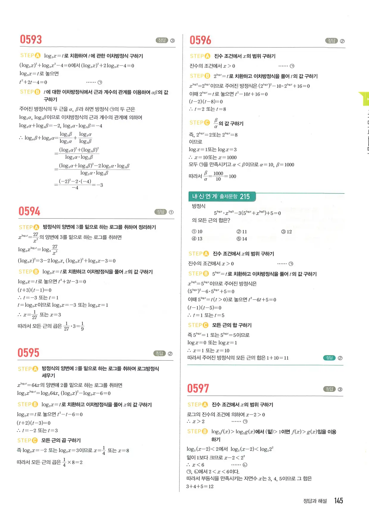 마플 시너지 수학1 답지 145페이지