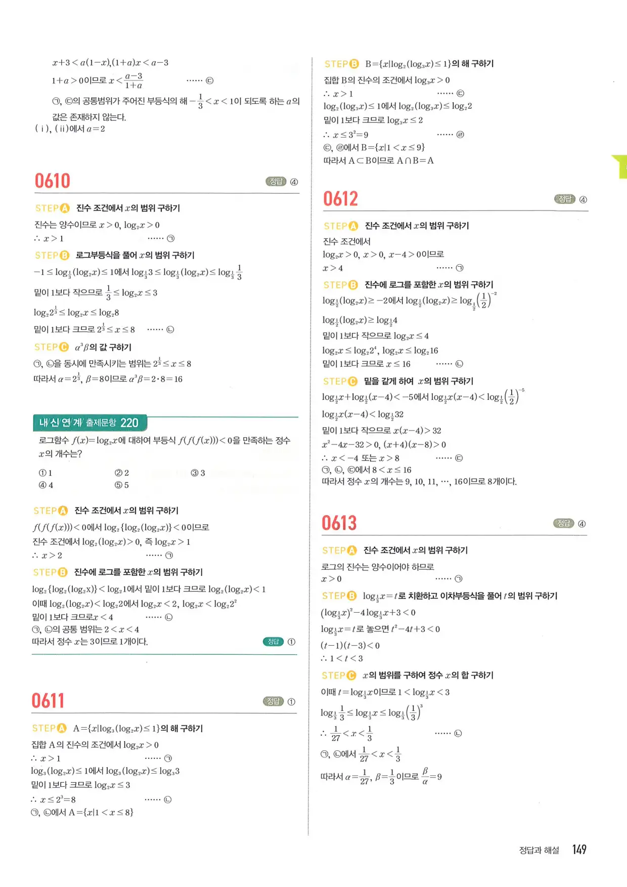 마플 시너지 수학1 답지 149페이지