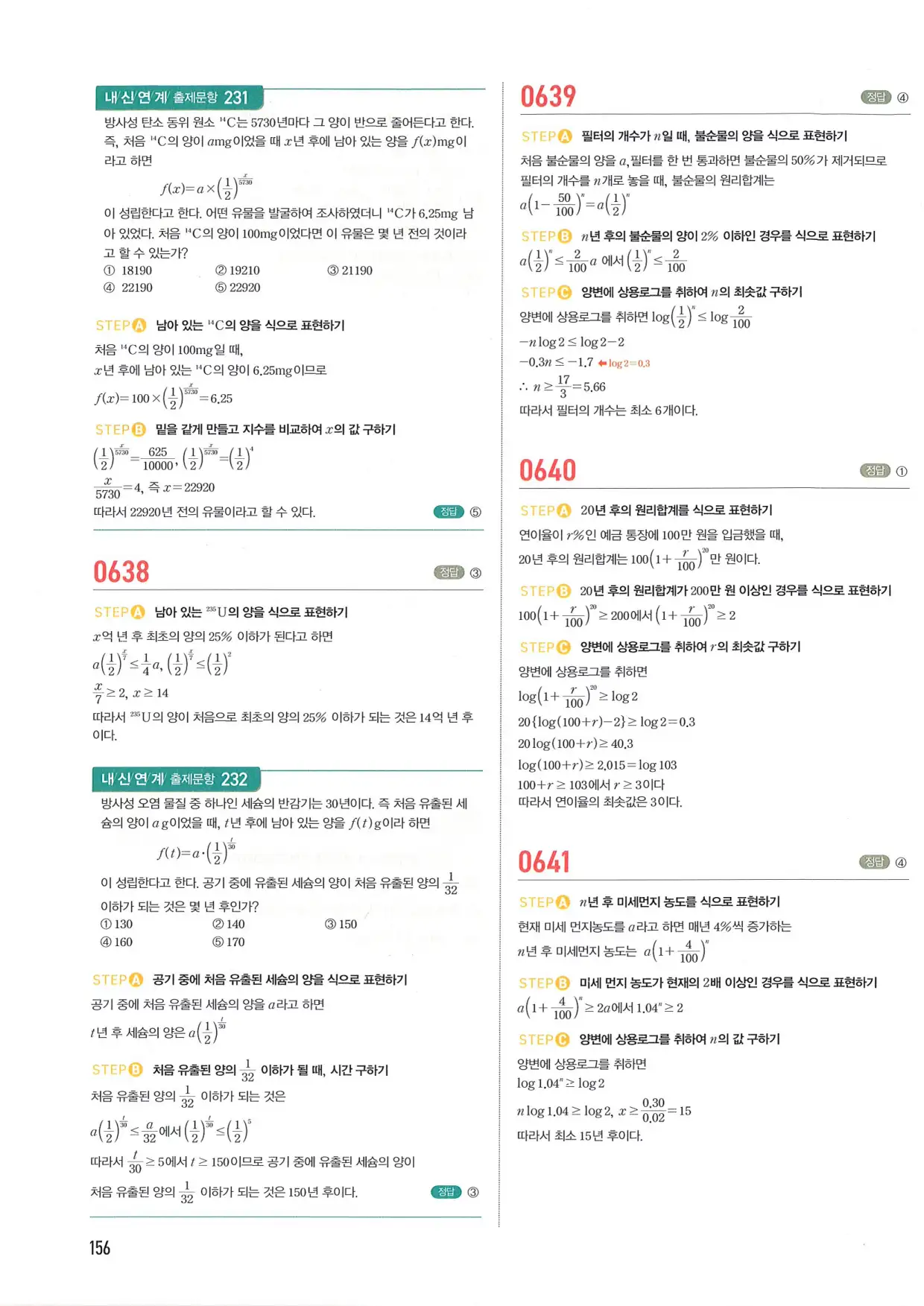 마플 시너지 수학1 답지 156페이지