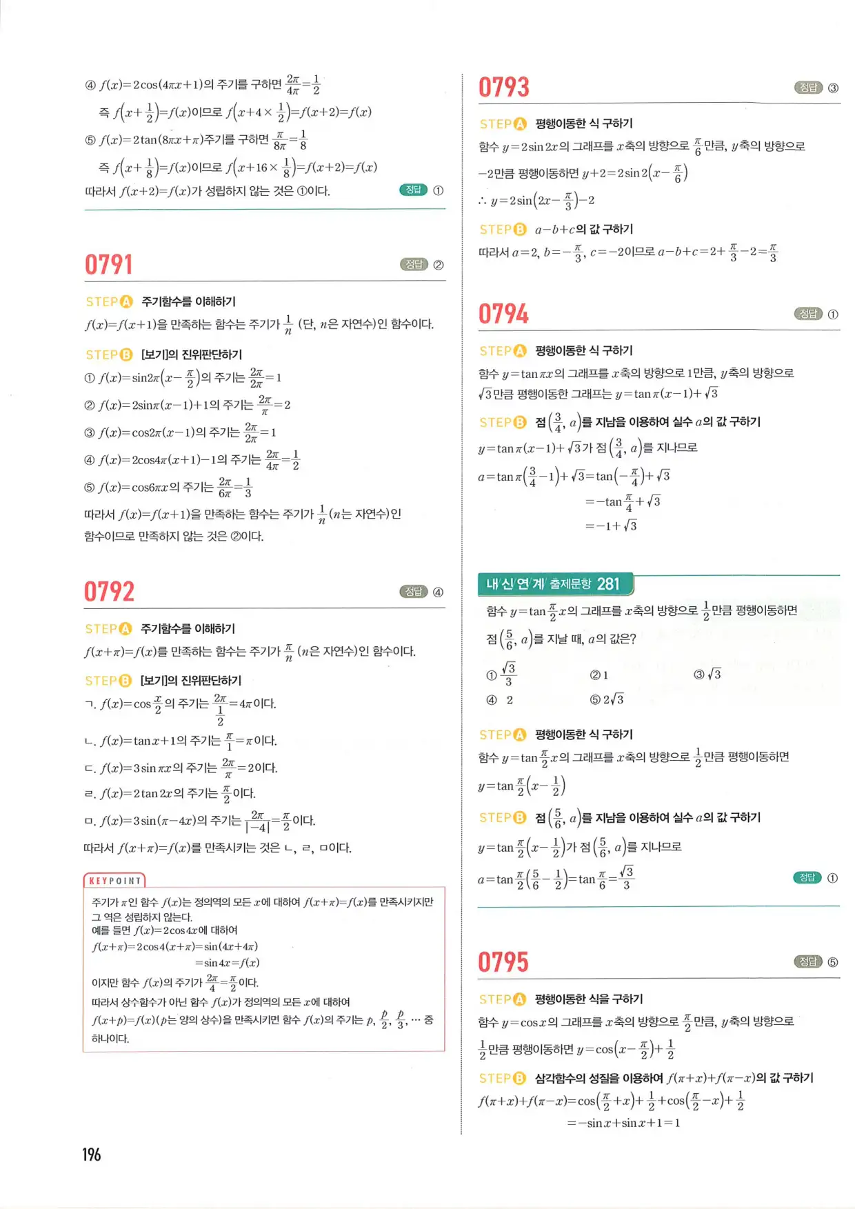 마플 시너지 수학1 답지 196페이지