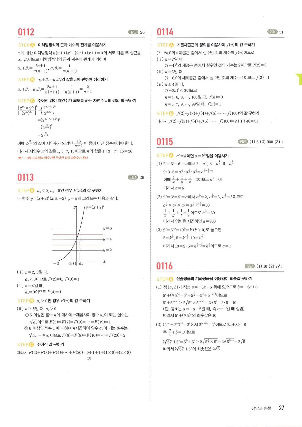 마플 시너지 수학1 답지 27페이지