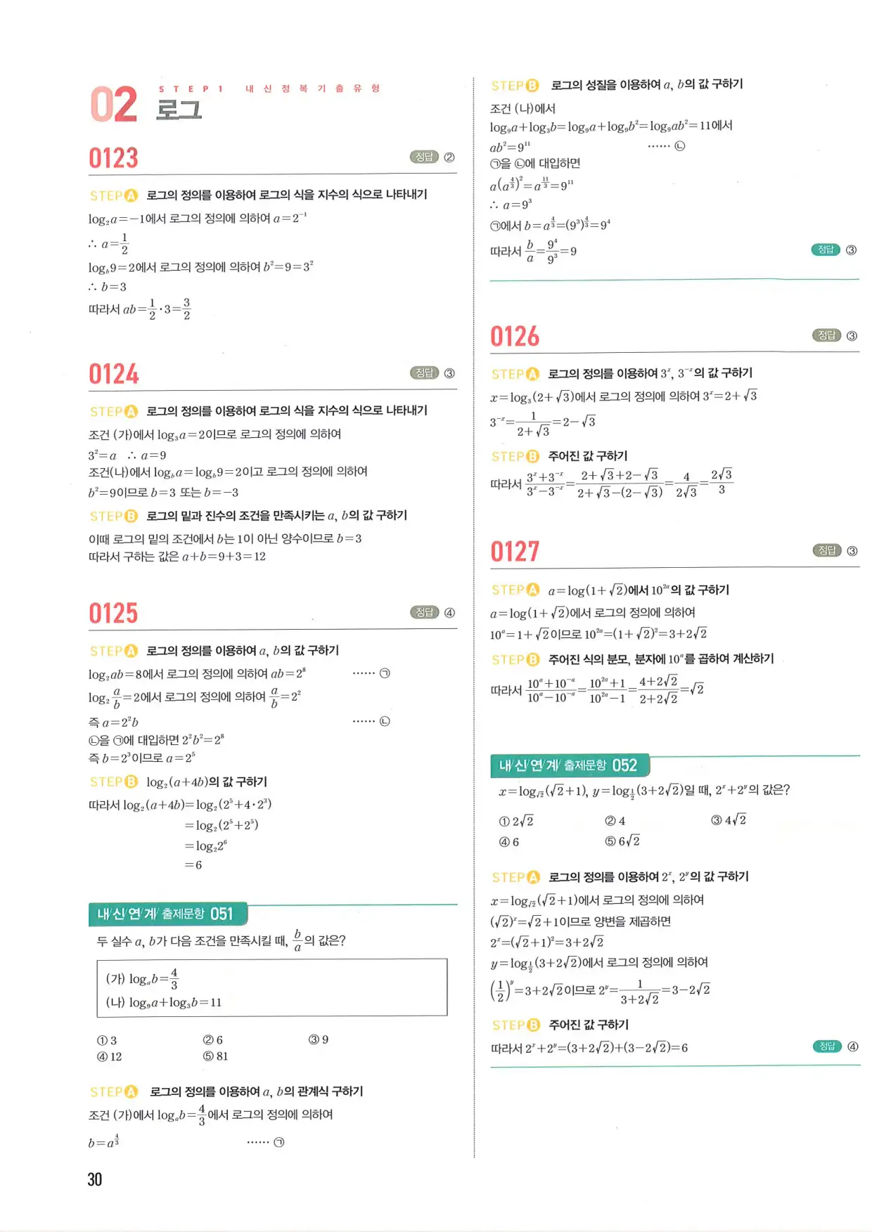 마플 시너지 수학1 답지 30페이지