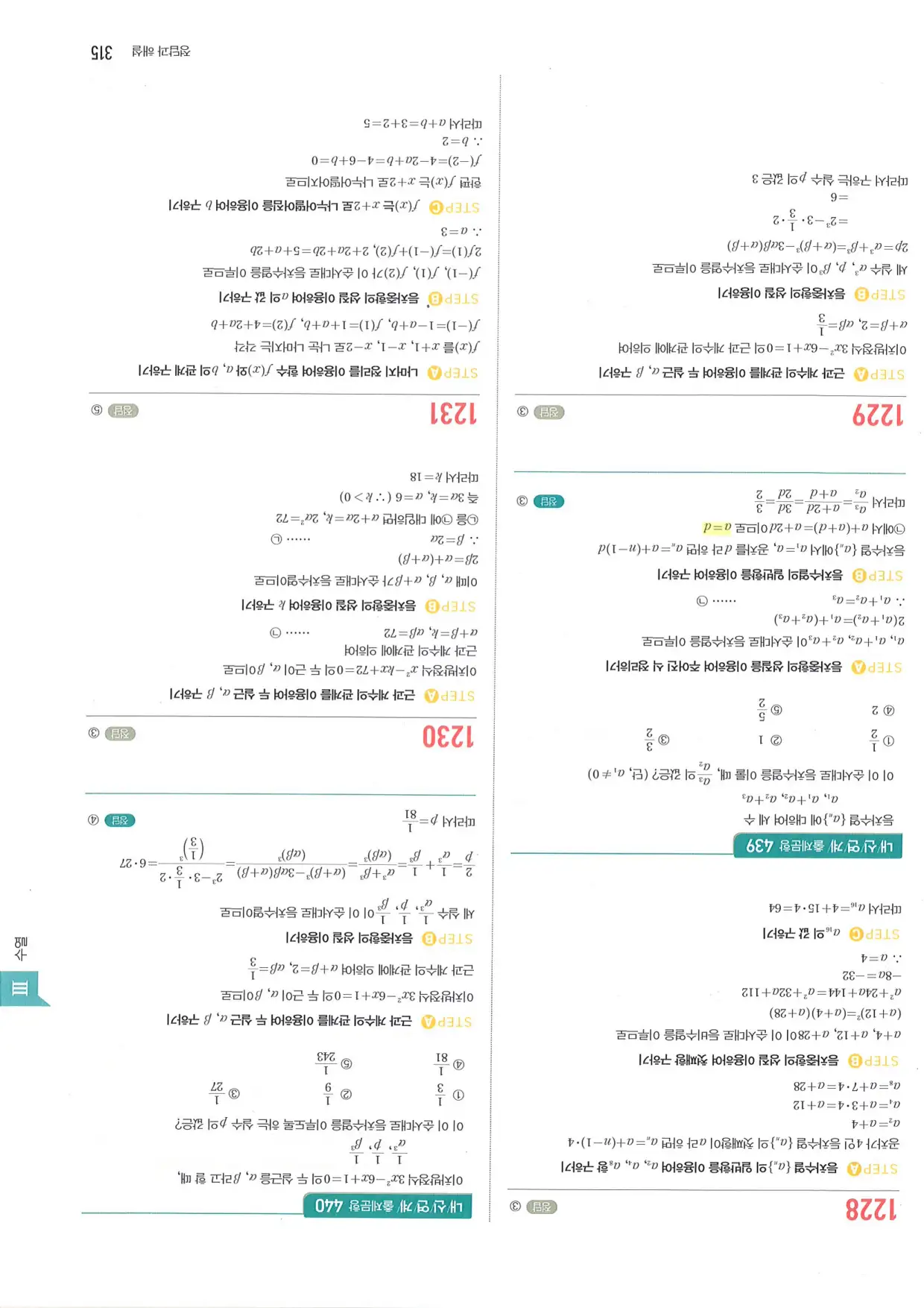 마플 시너지 수학1 답지 315페이지