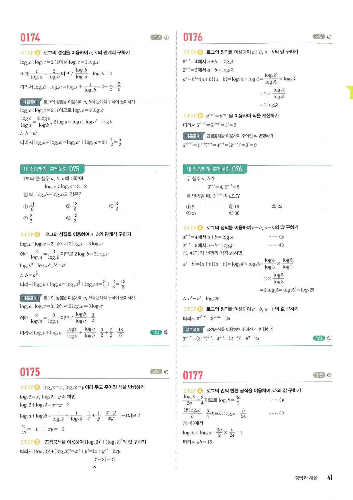마플 시너지 수학1 답지 41페이지