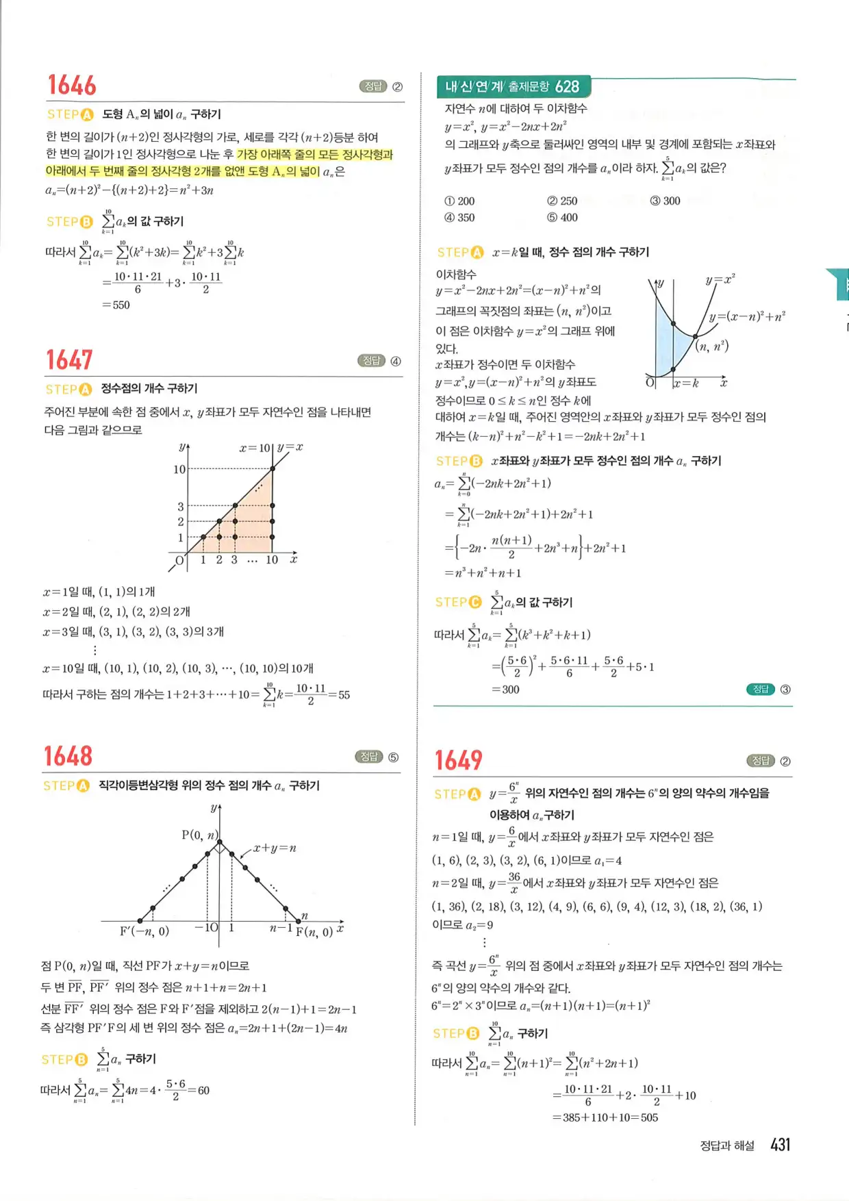 마플 시너지 수학1 답지 431페이지