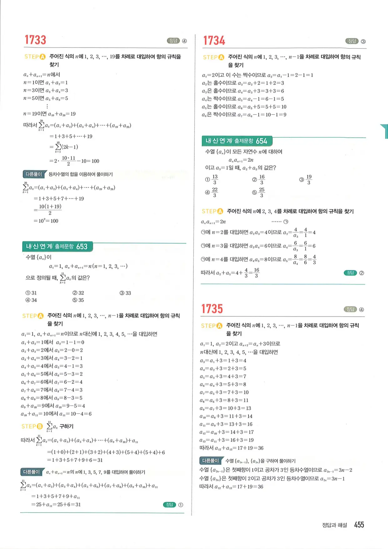 마플 시너지 수학1 답지 455페이지