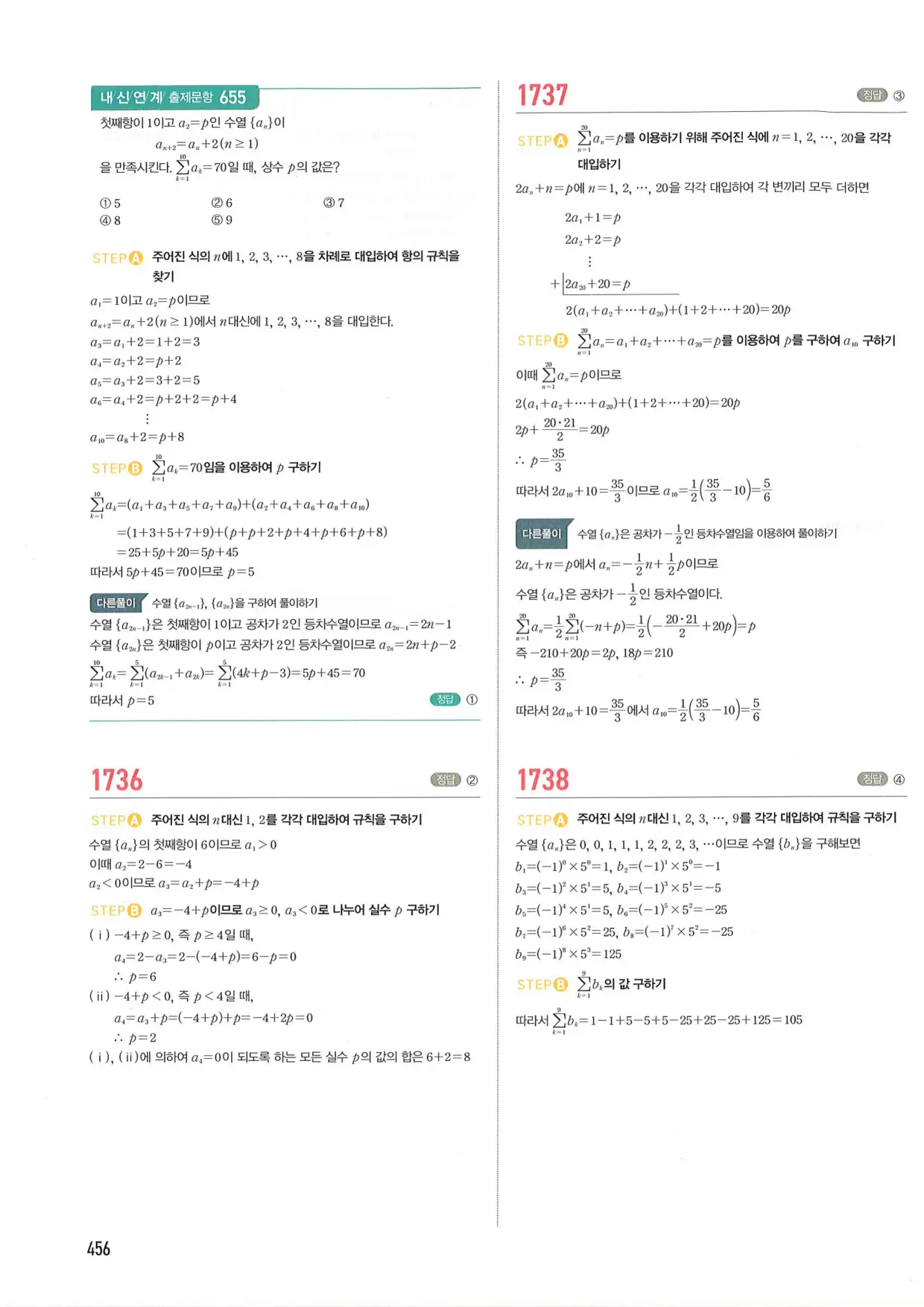 마플 시너지 수학1 답지 456페이지