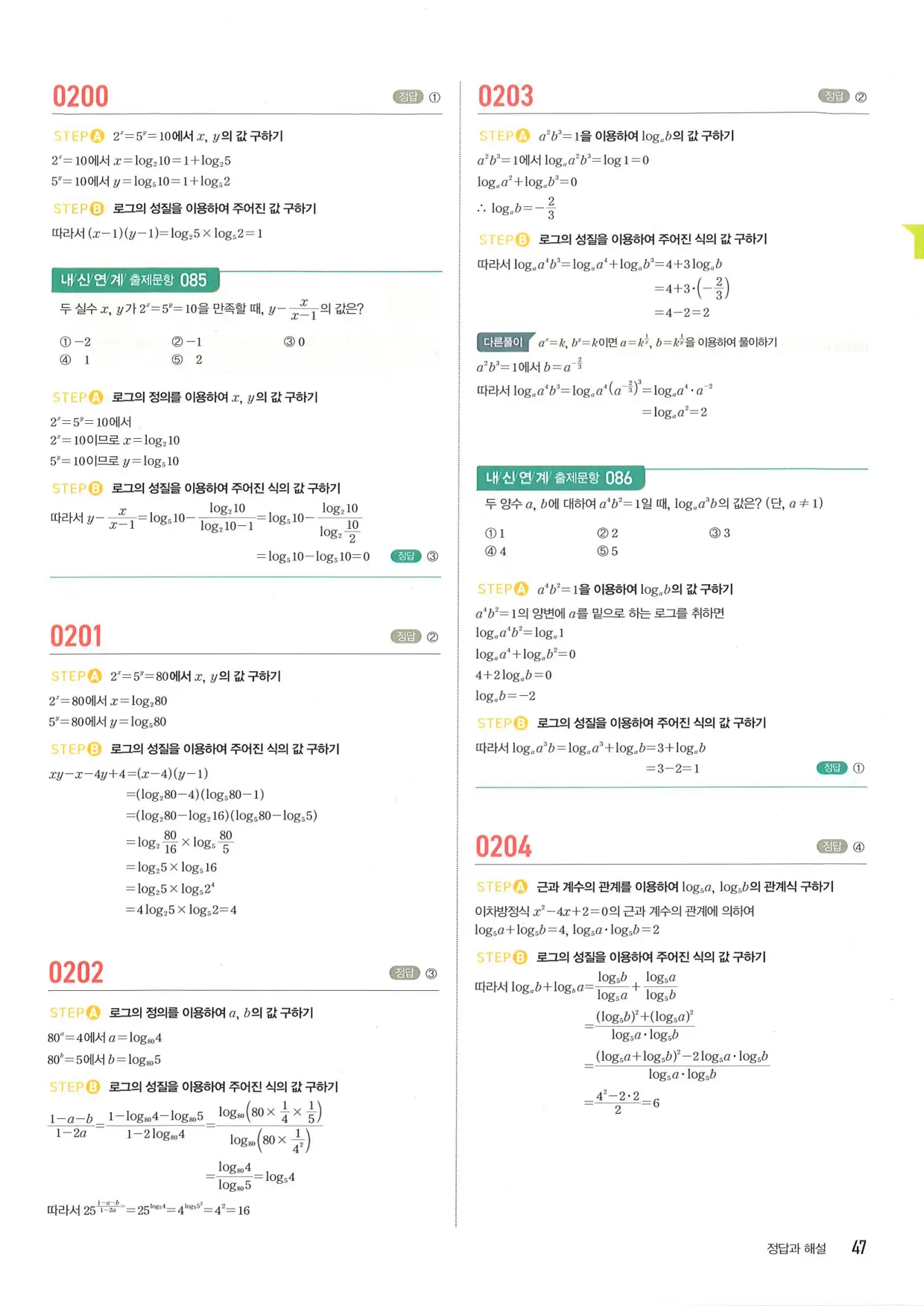 마플 시너지 수학1 답지 47페이지