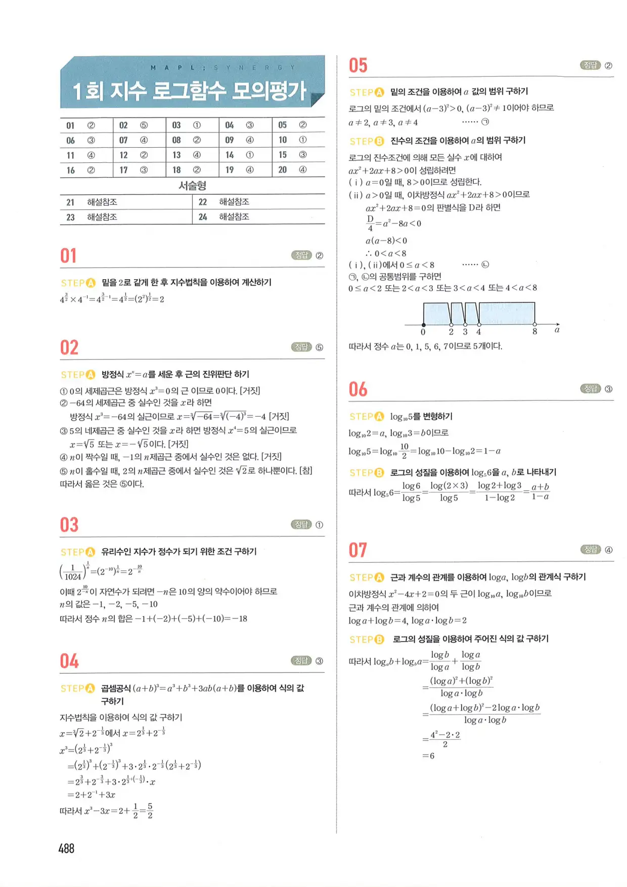 마플 시너지 수학1 답지 488페이지