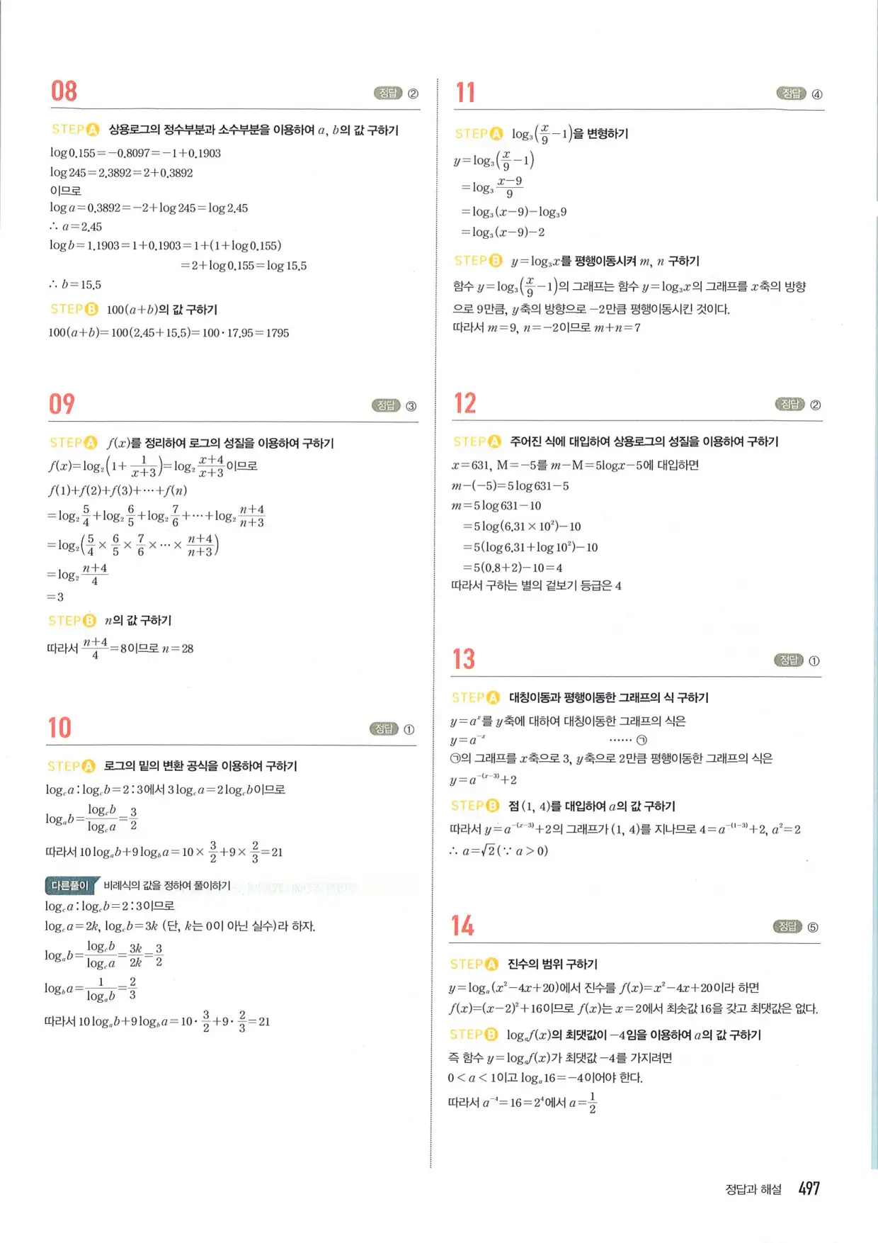 마플 시너지 수학1 답지 497페이지
