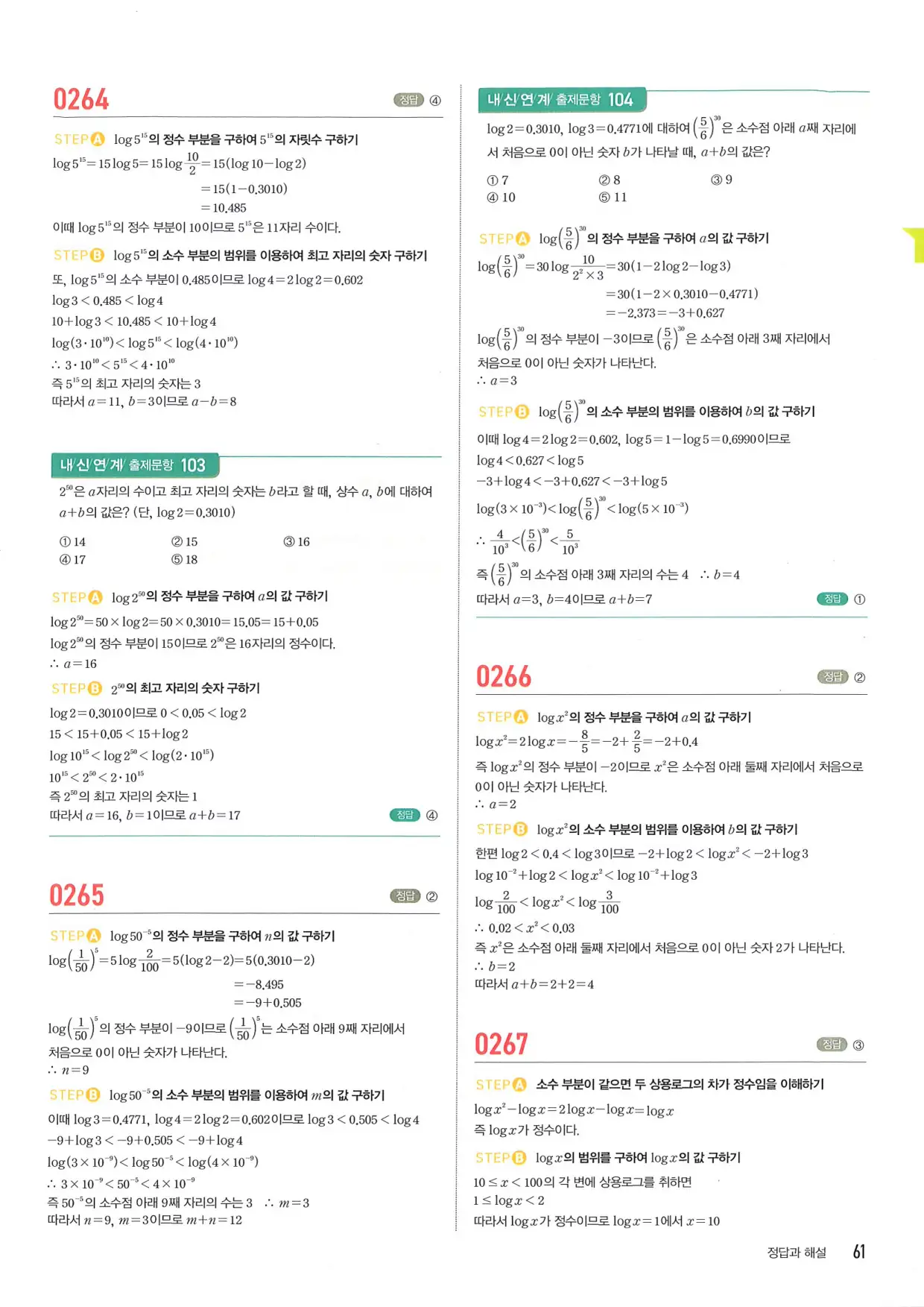 마플 시너지 수학1 답지 61페이지
