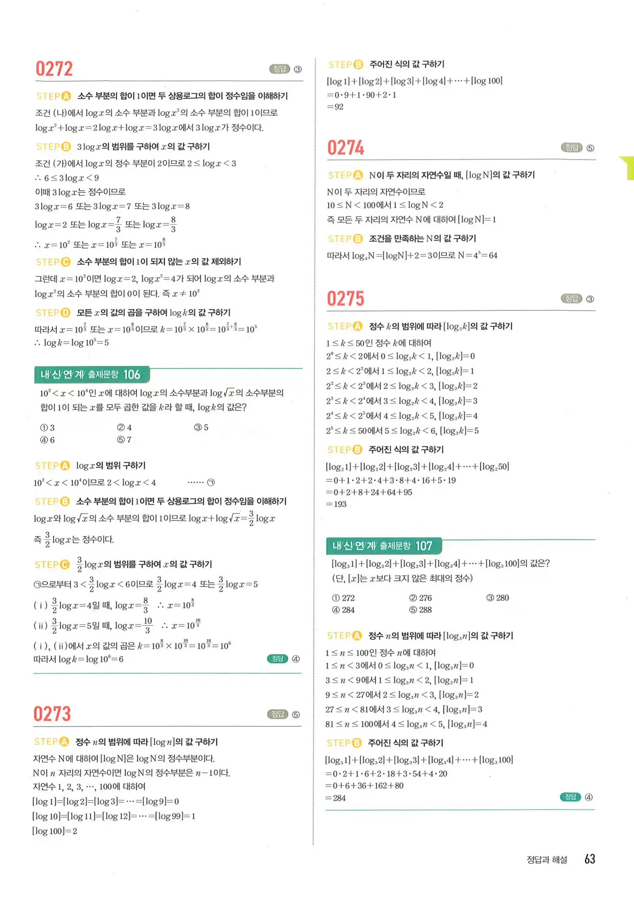 마플 시너지 수학1 답지 63페이지