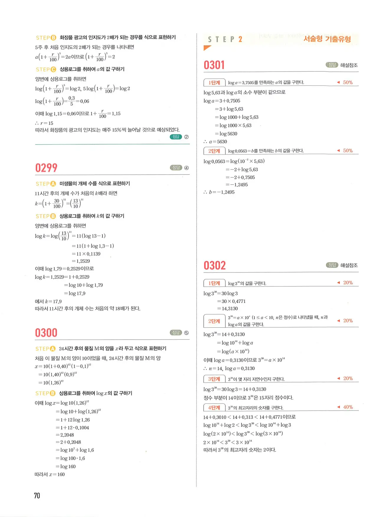마플 시너지 수학1 답지 70페이지