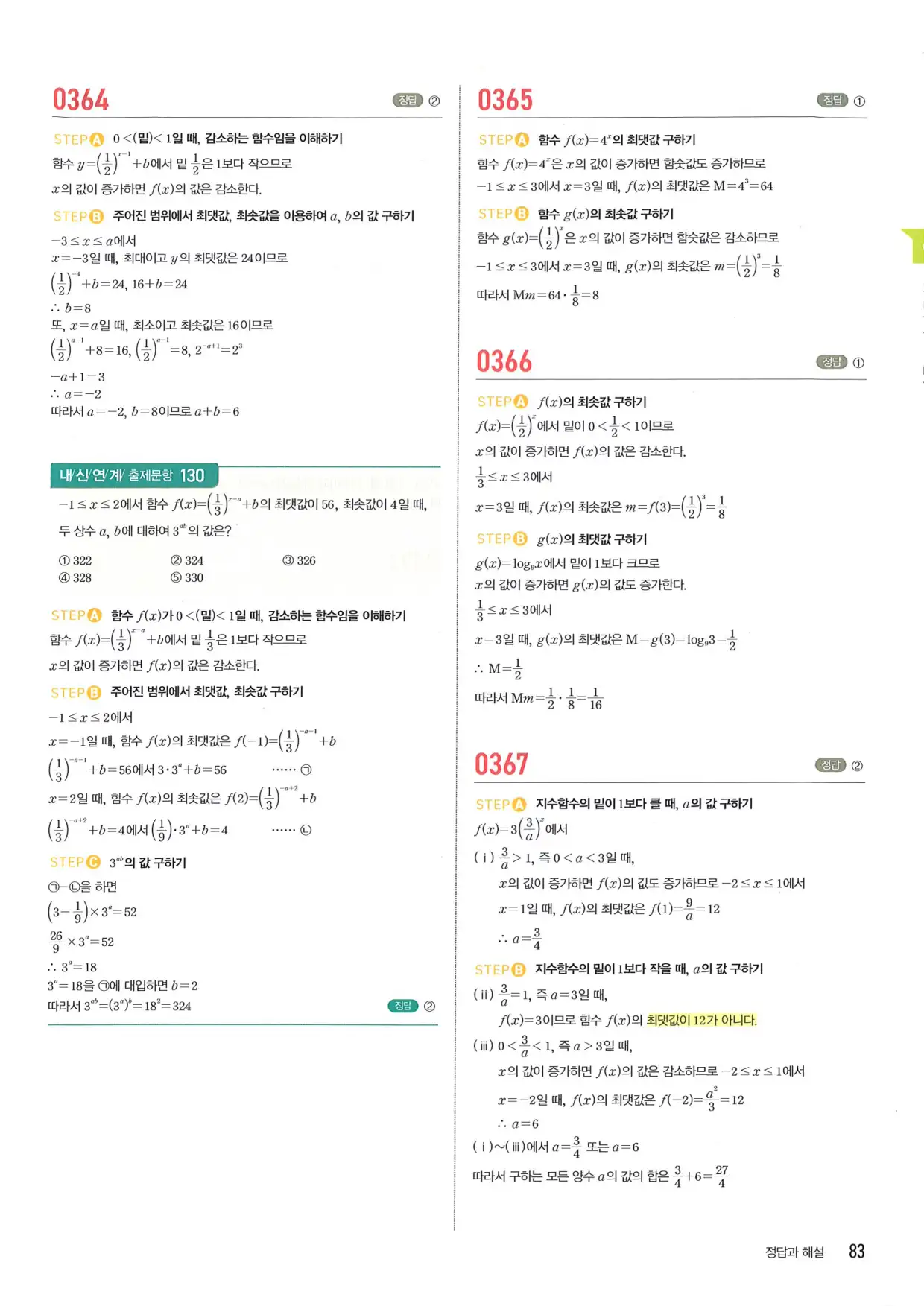 마플 시너지 수학1 답지 83페이지