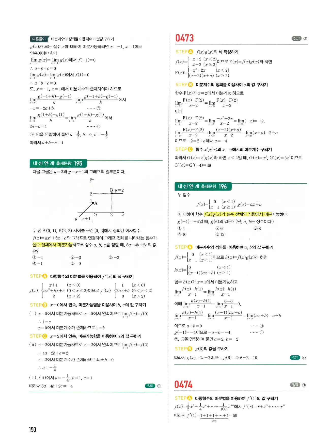 마플시너지 수학2 답지 150페이지 해설