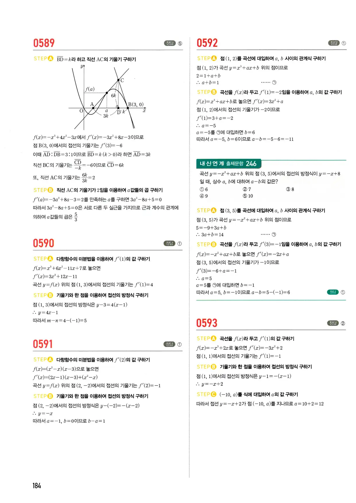 마플시너지 수학2 답지 184페이지 해설