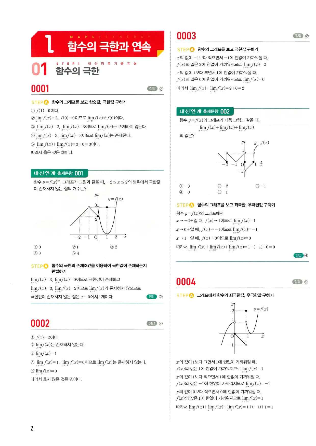 마플 시너지 수학2 답지 2페이지