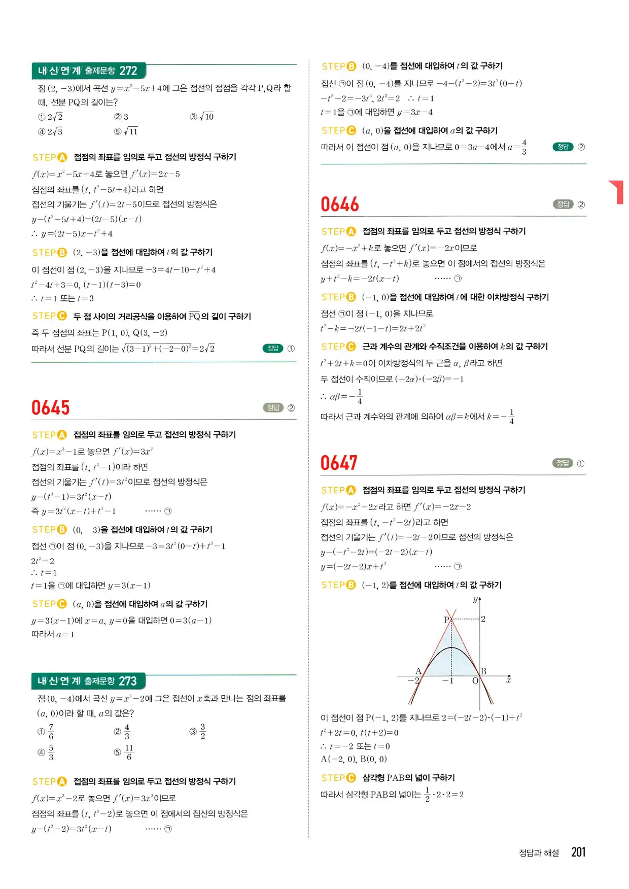 마플시너지 수학2 답지 201페이지