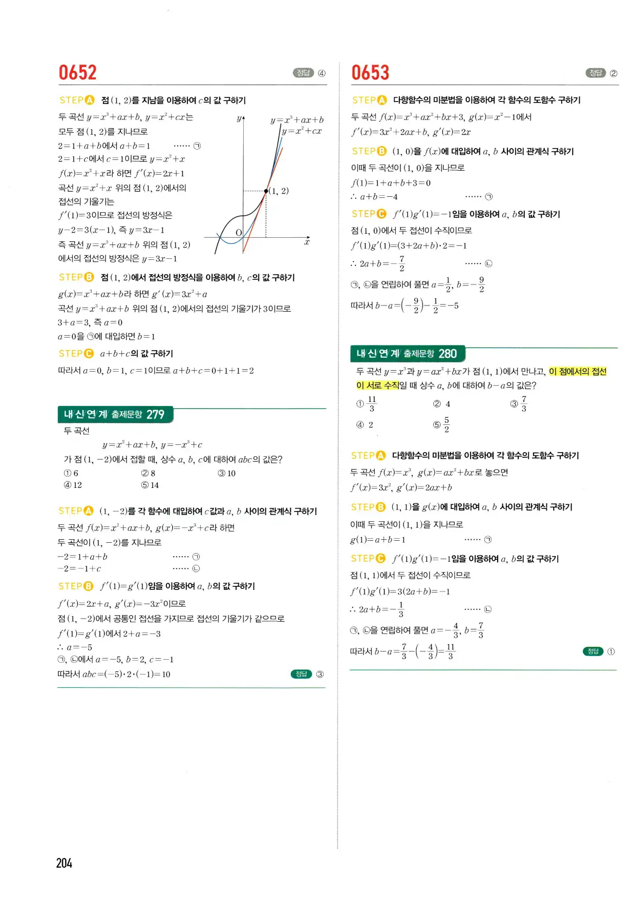 마플시너지 수학2 답지 204페이지
