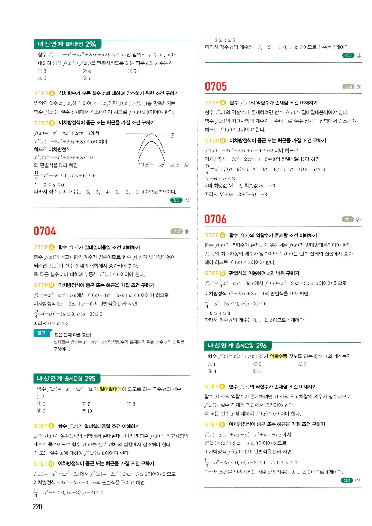 마플시너지 수학2 답지 220페이지