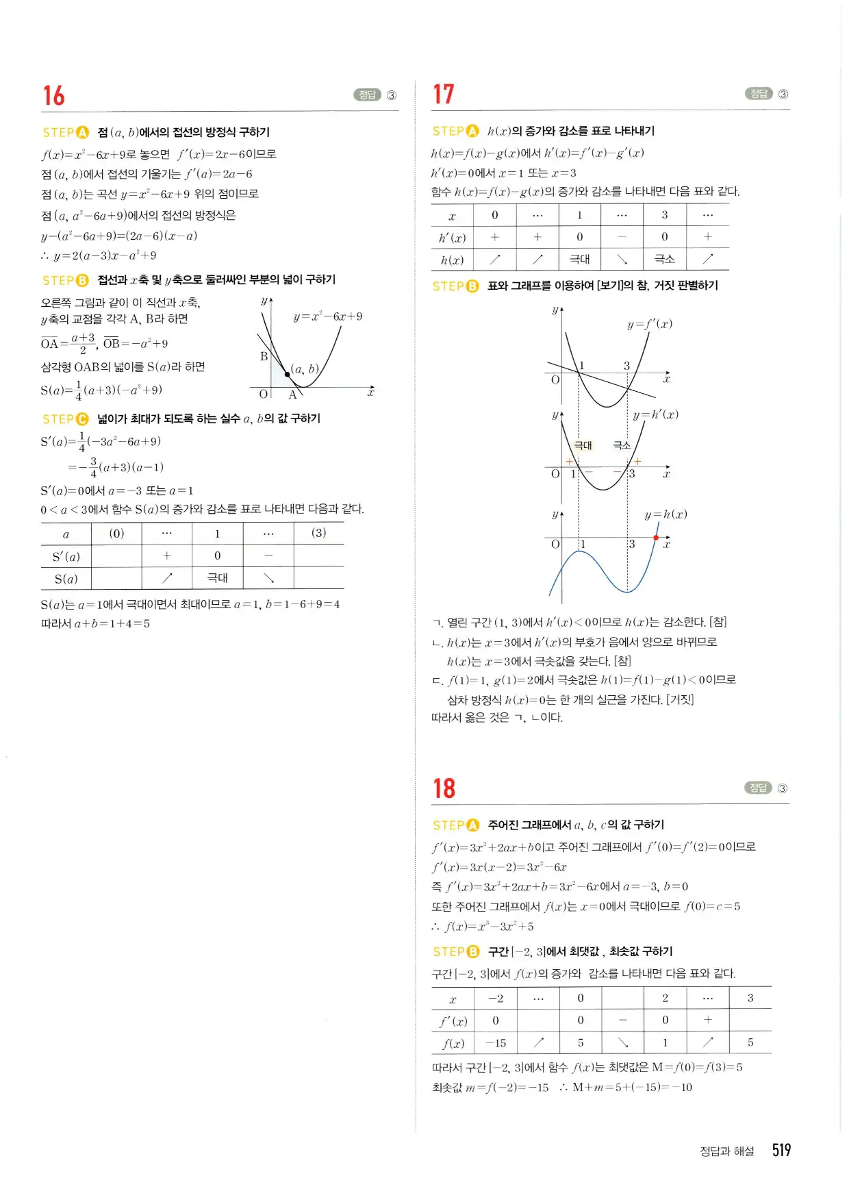 마플시너지 수학2 답지 519페이지