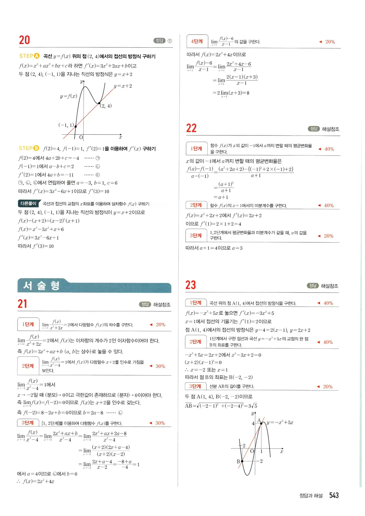 마플시너지 수학2 답지 543페이지