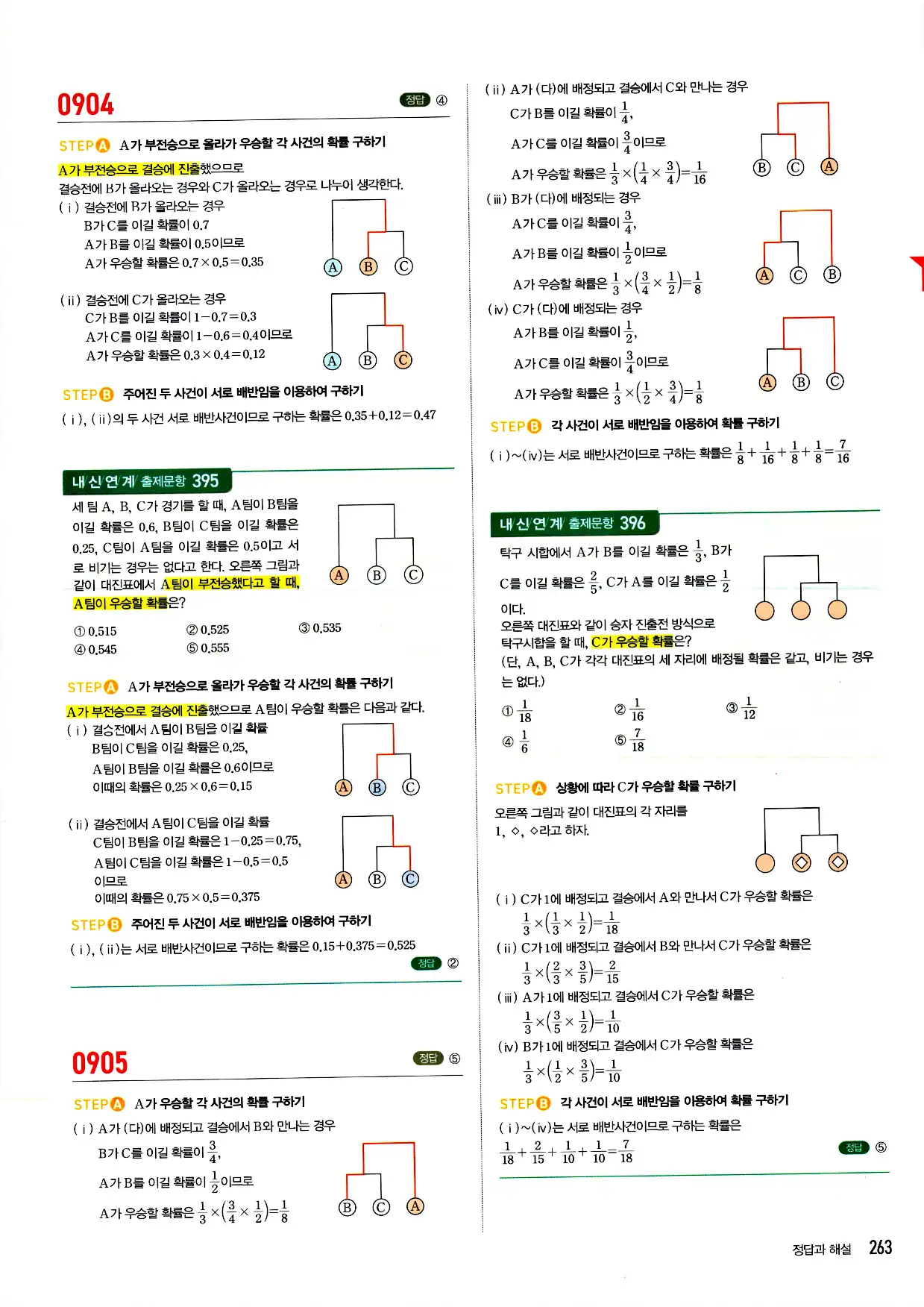 마플시너지 확률과 통계 답지 263페이지