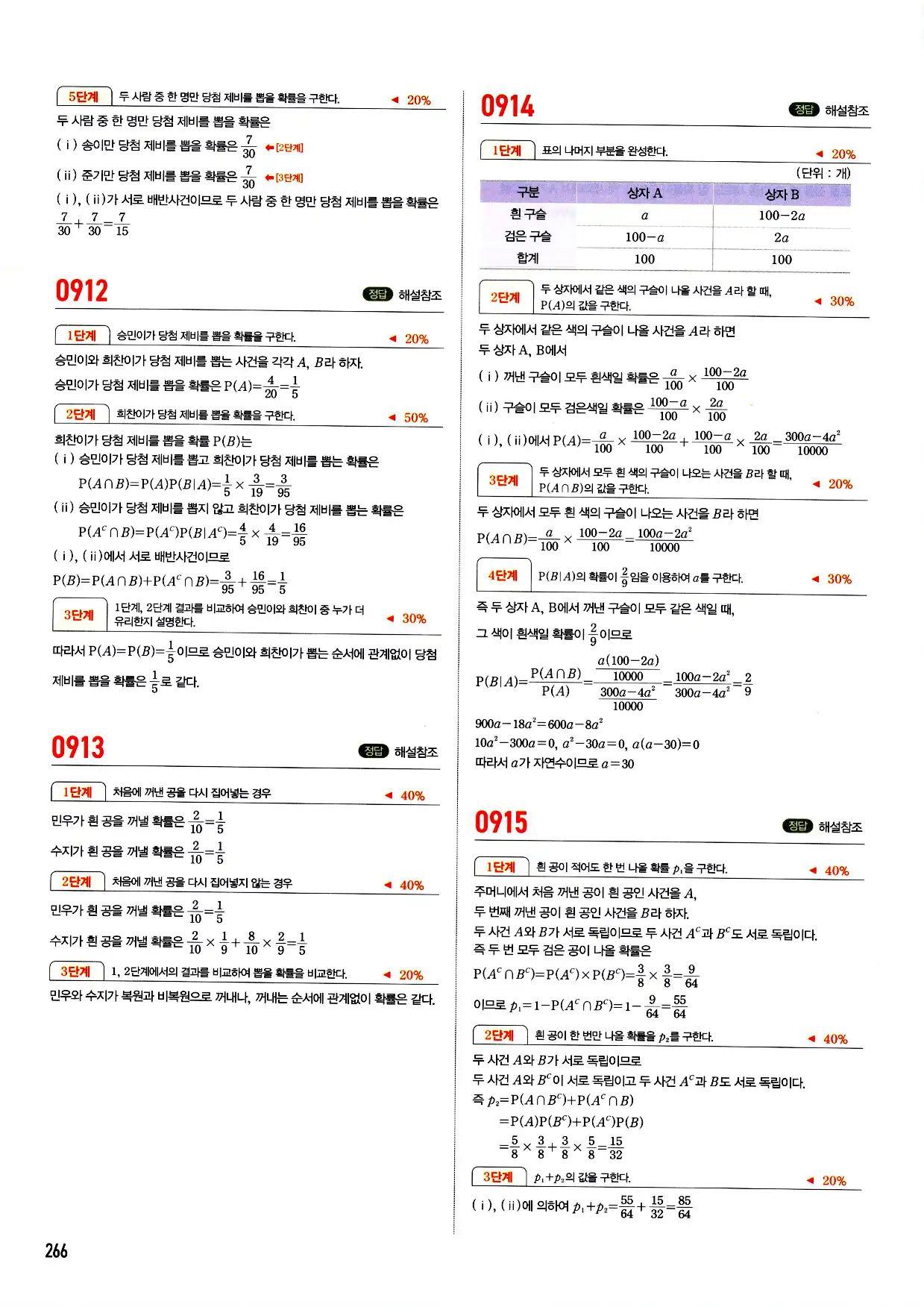 마플시너지 확률과 통계 답지 266페이지