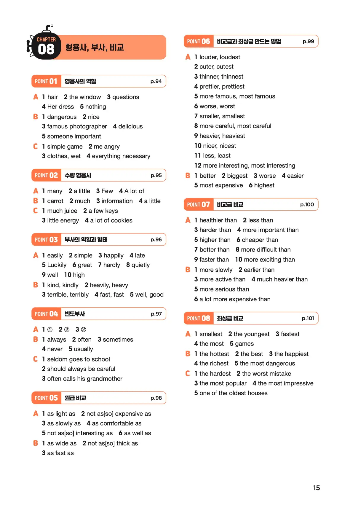 문제로 마스터하는 중학영문법 레벨 1 답지 15페이지