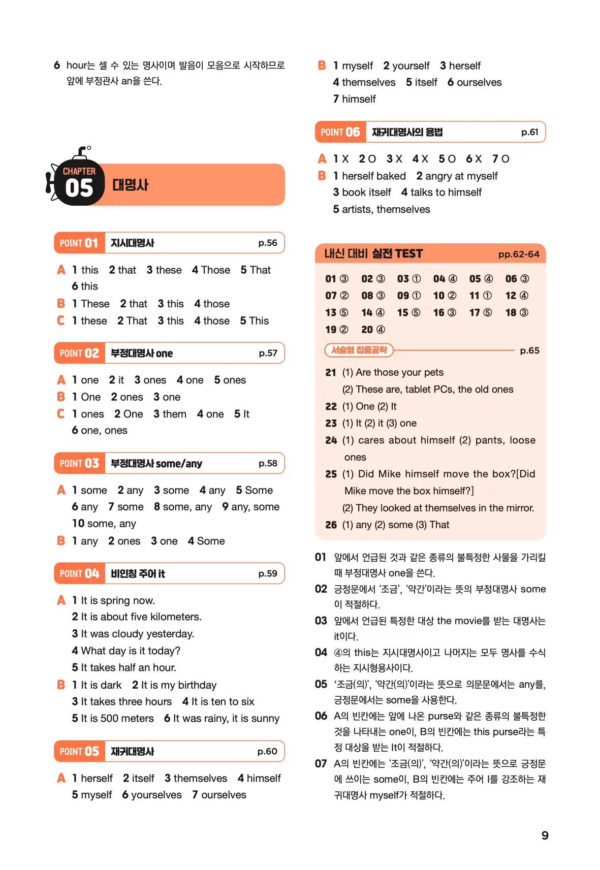 문제로 마스터하는 중학영문법 레벨 1 답지 9페이지