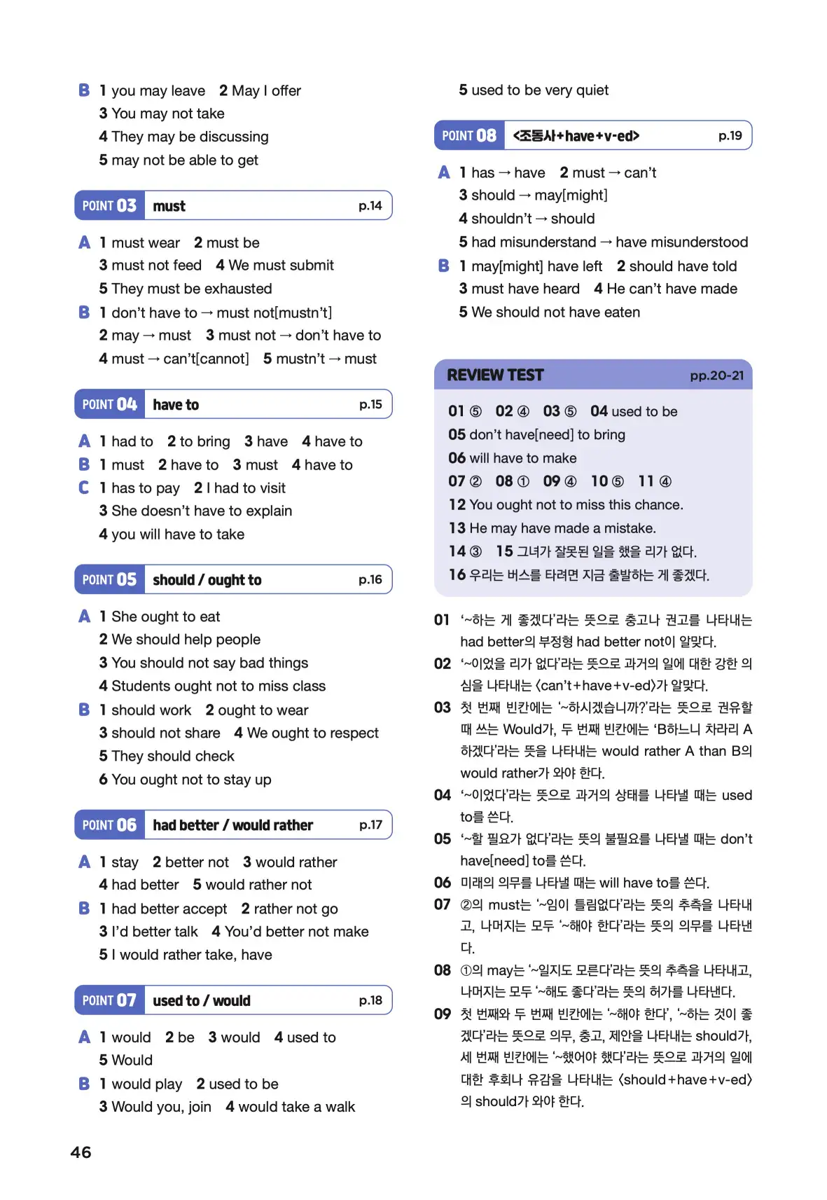 문제로 마스터하는 중학영문법 레벨 3 답지 46페이지