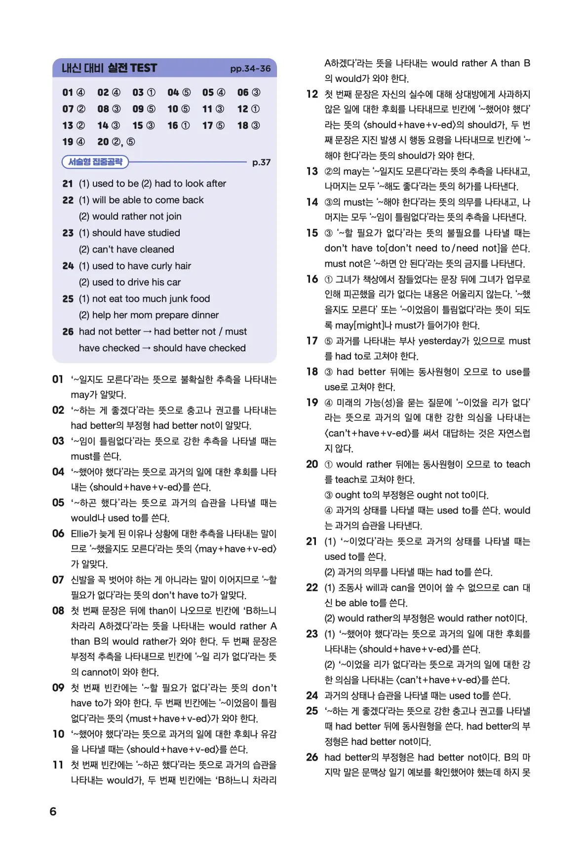 문제로 마스터하는 중학영문법 레벨 3 답지 6페이지