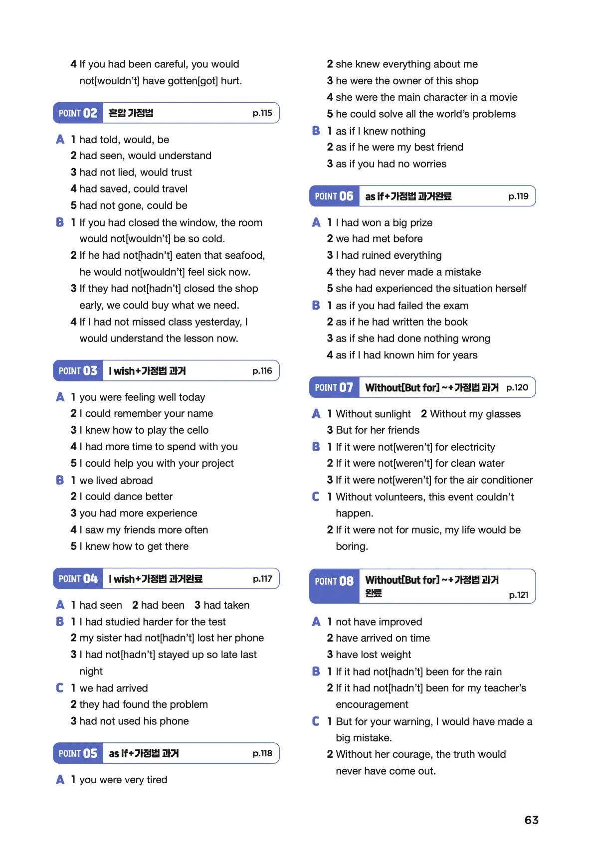 문제로 마스터하는 중학영문법 레벨 3 답지 63페이지