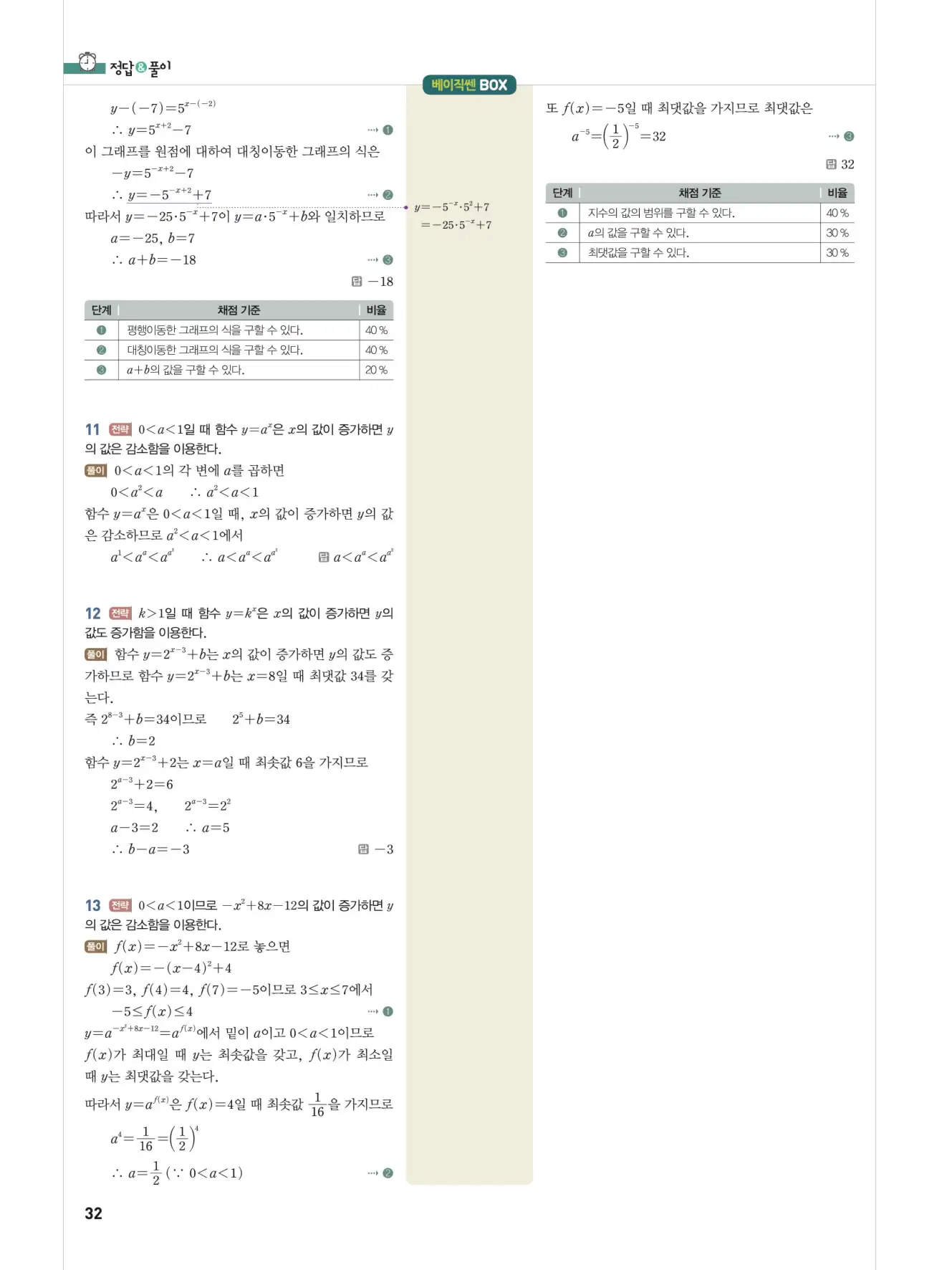 베이직쎈 대수 답지 32페이지