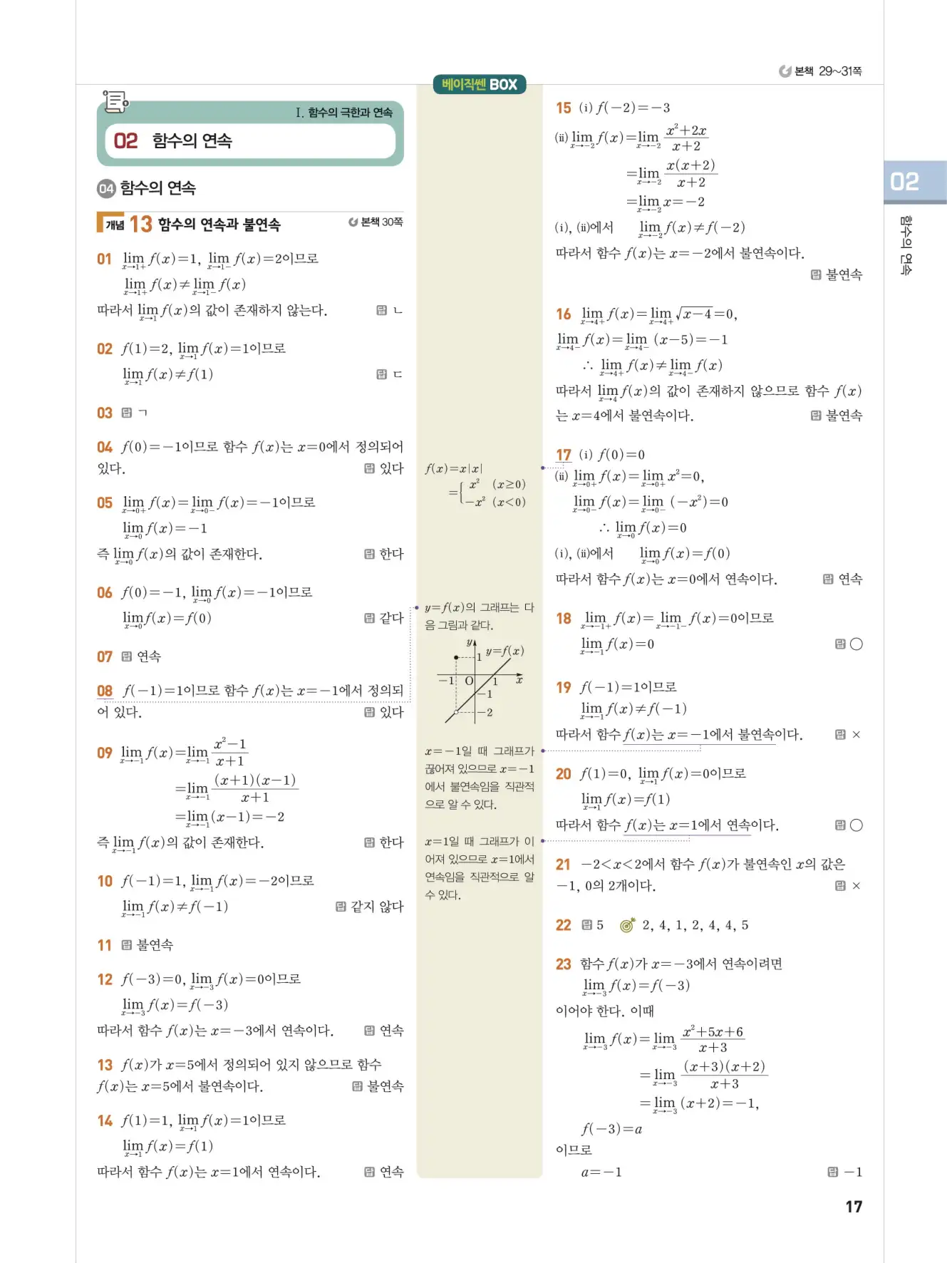 베이직쎈미적분1답지 해설 17