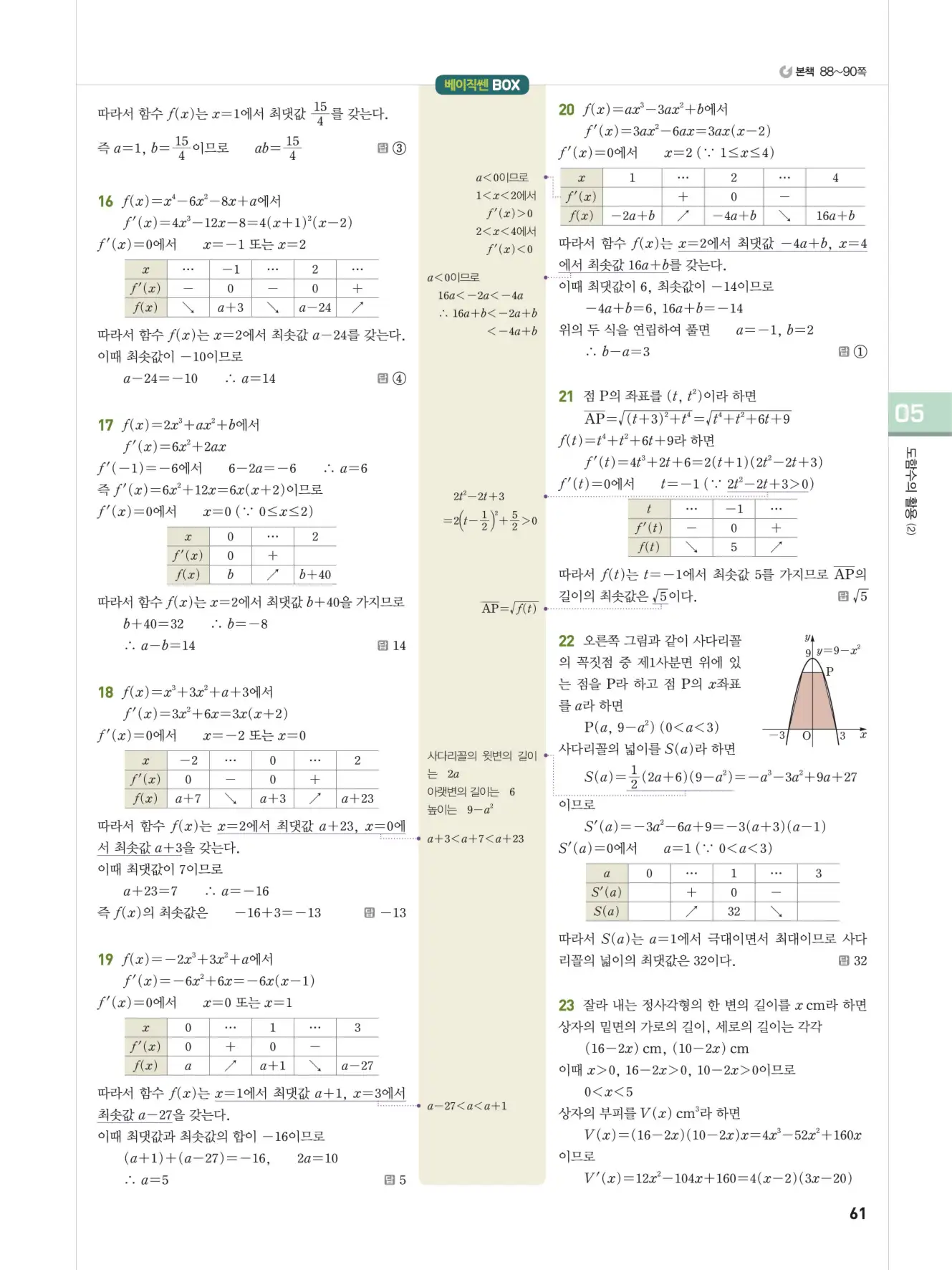 베이직쎈미적분1답지 61페이지