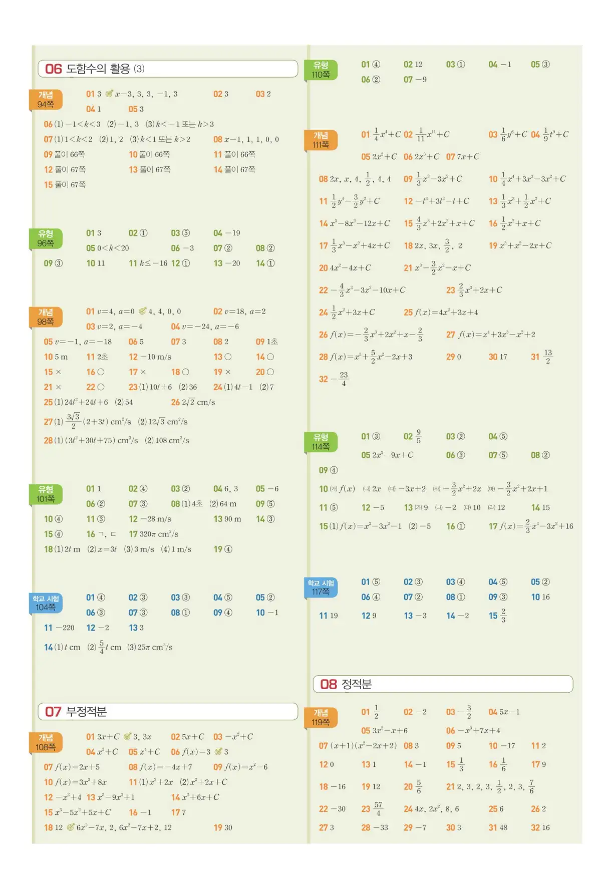 베이직쎈미적분1답지 빠른정답 11