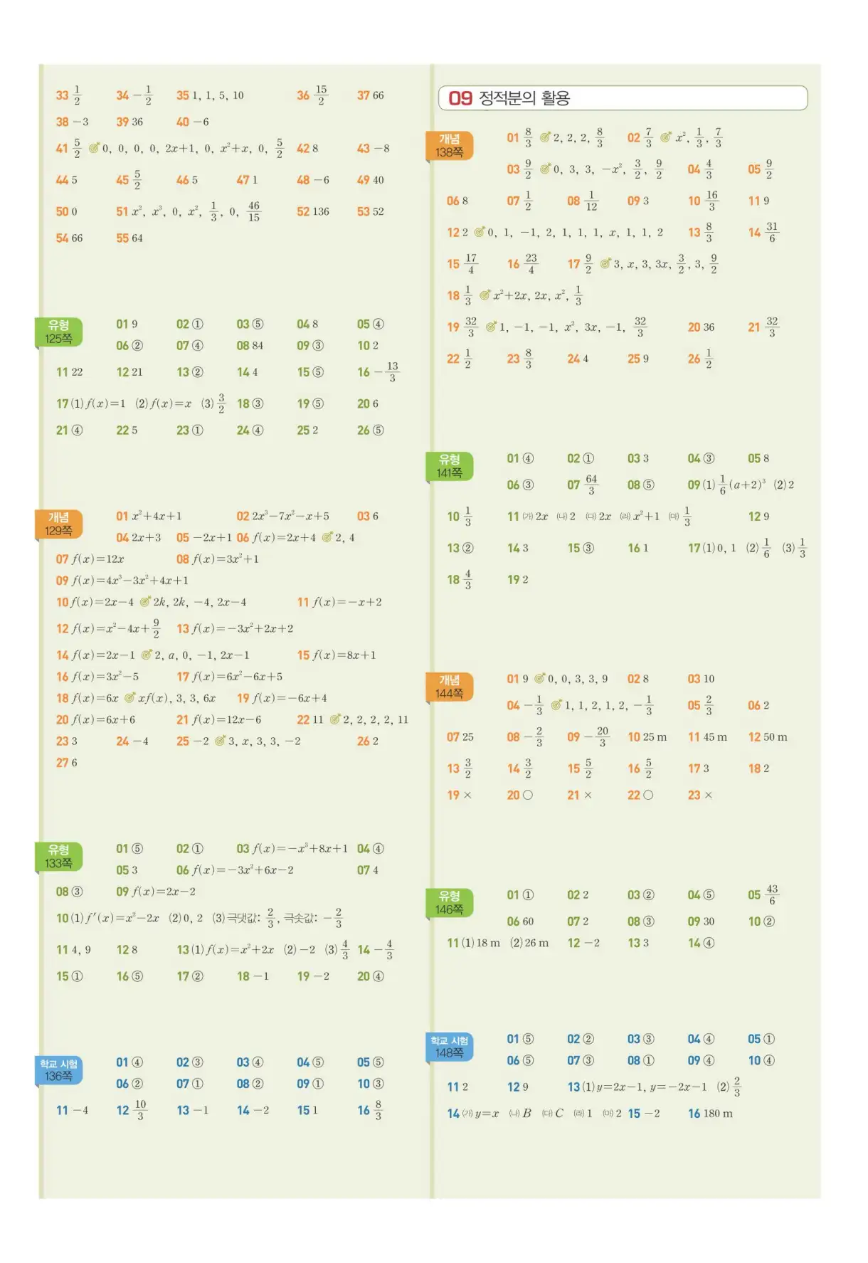 베이직쎈미적분1답지 빠른정답 12