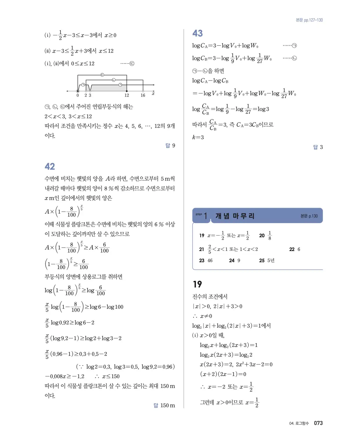 블랙라벨 더 개념 대수 답지 73페이지