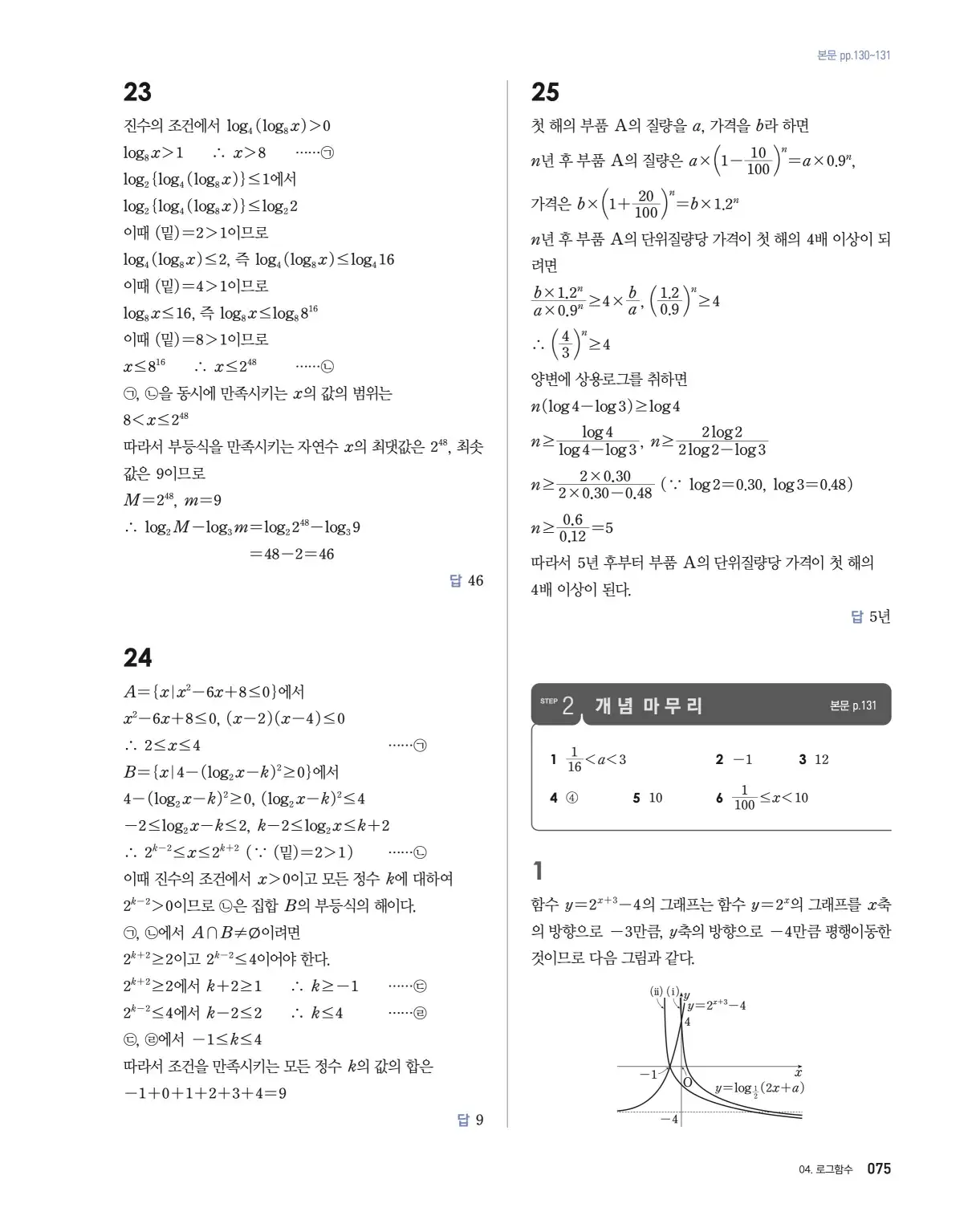 블랙라벨 더 개념 대수 답지 75페이지
