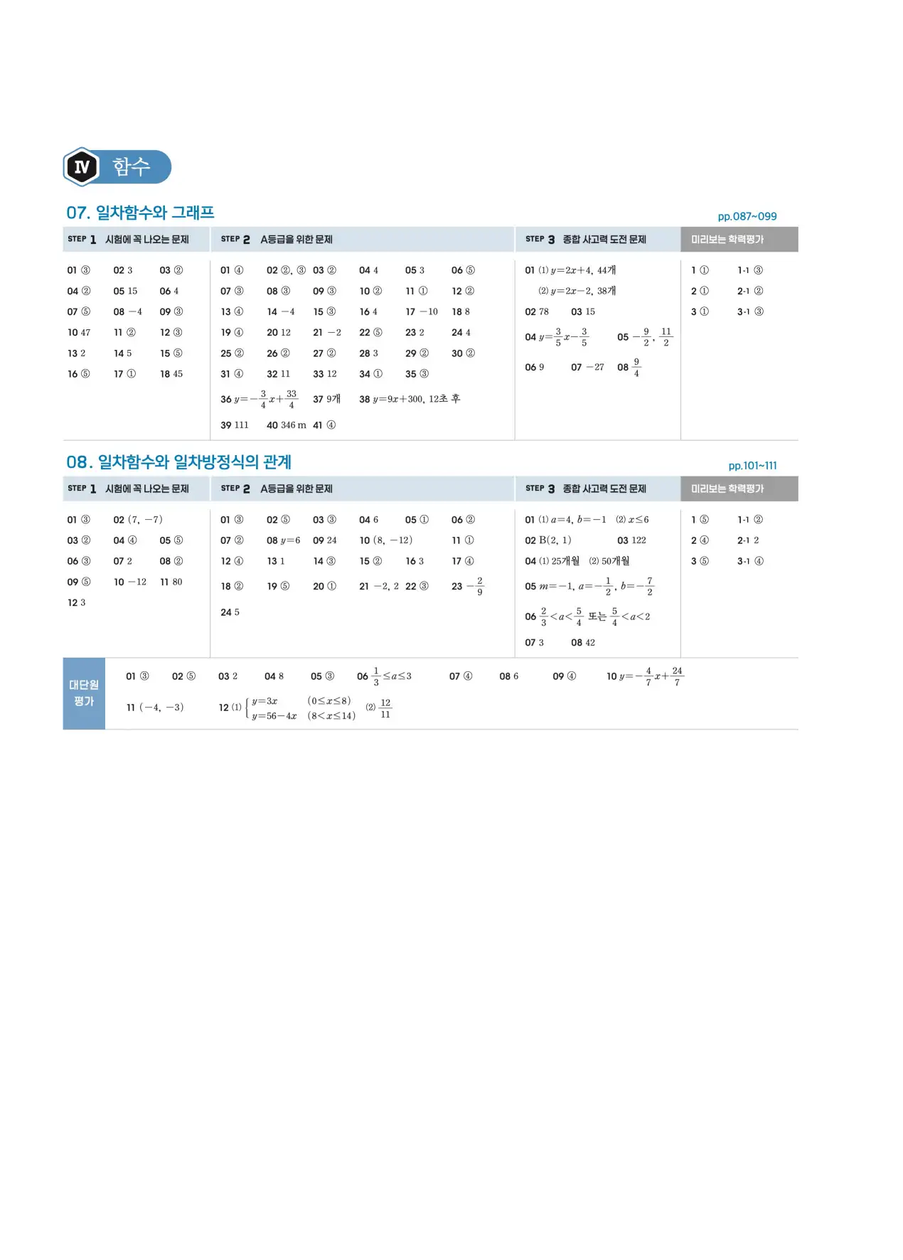 블랙라벨 중2-1 답지 4페이지