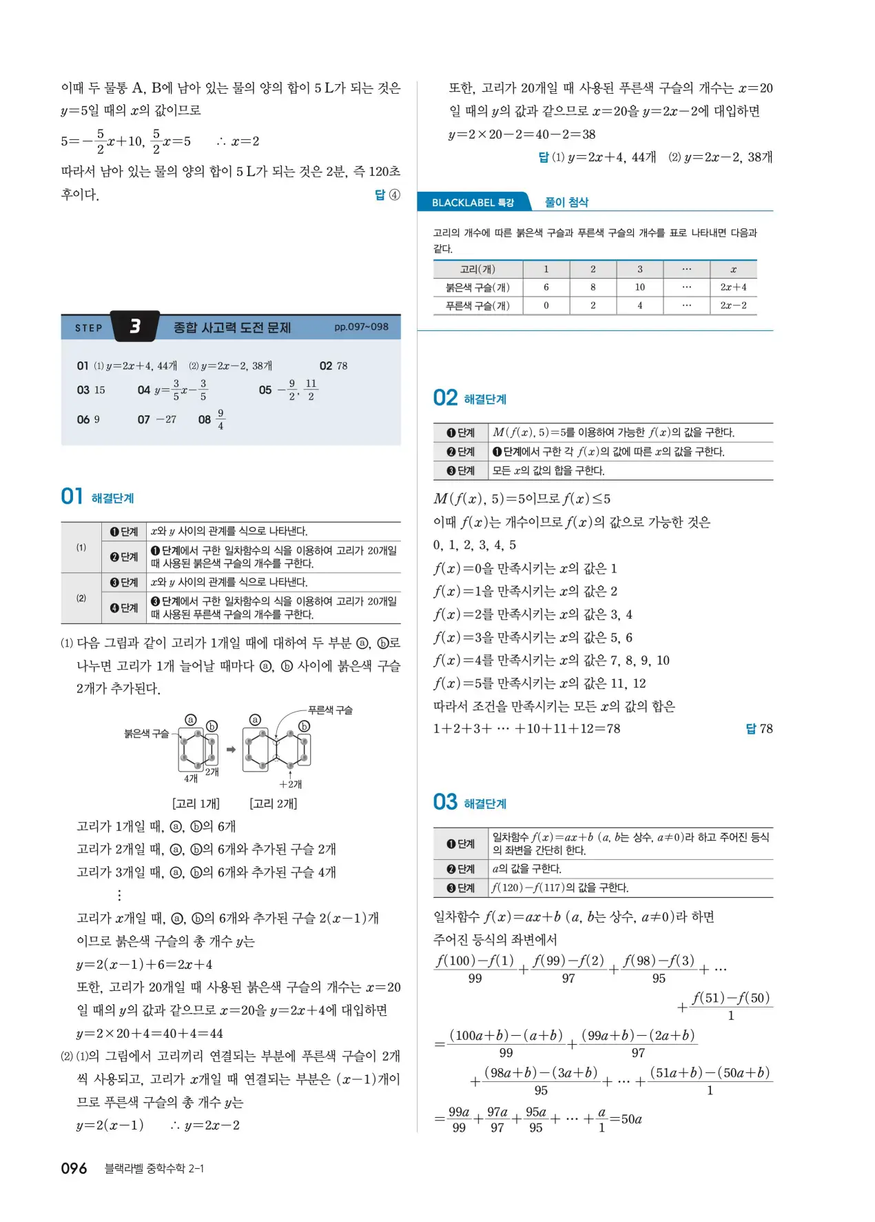 블랙라벨 중2-1 답지 96페이지