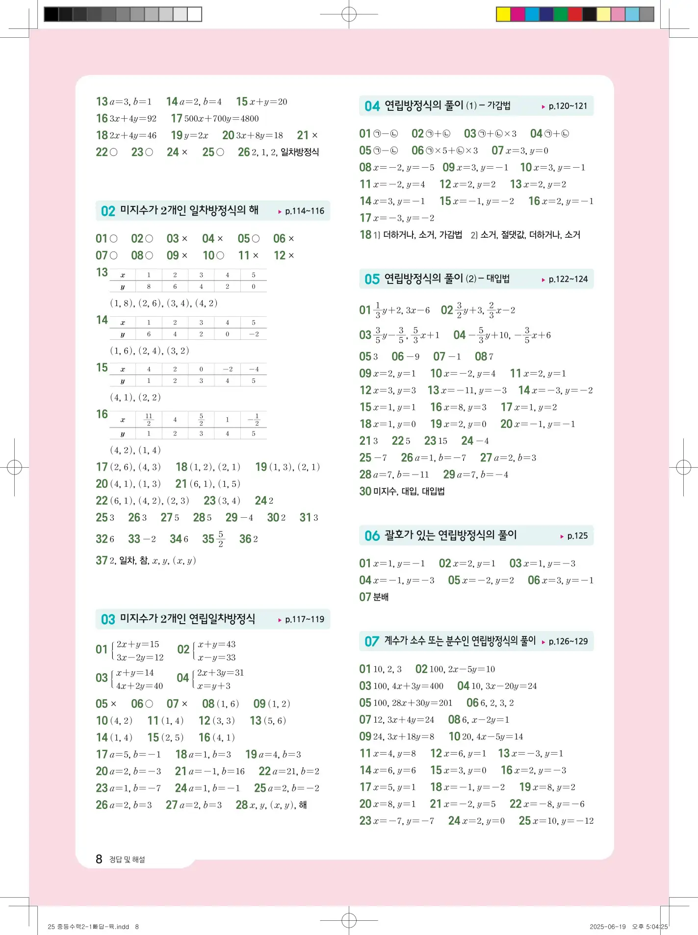 수력충전 중2-1 빠른 답지 7페이지